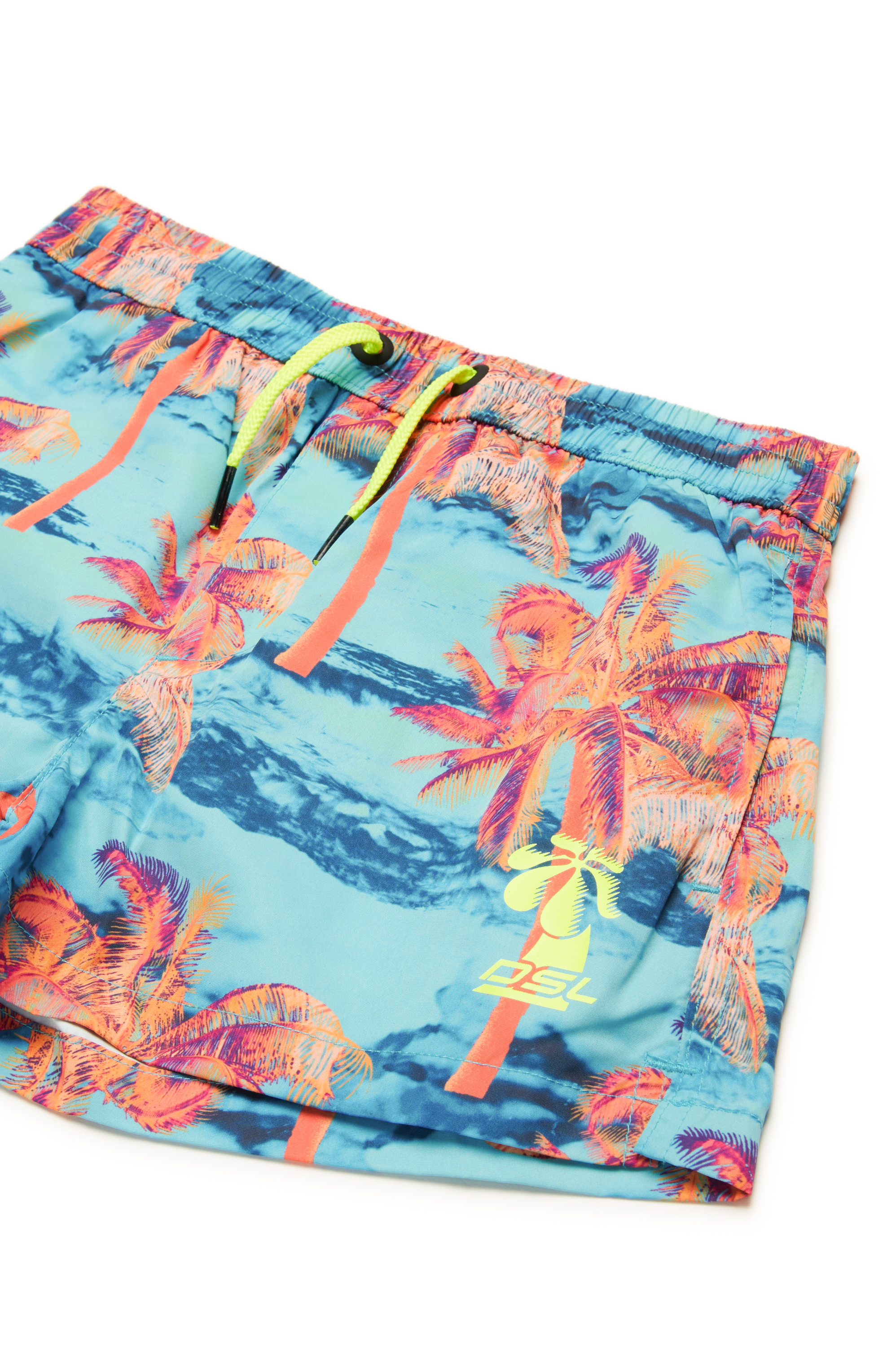 Diesel - MKEN37S, Male's Swim shorts with palm tree print in マルチカラー/ブルー - 3