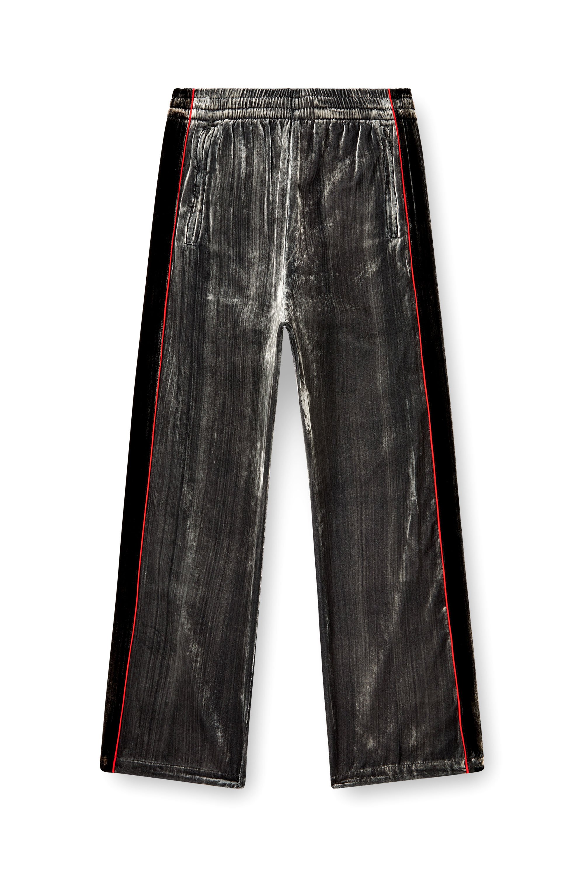Diesel - P-HAY, Male's Track pants in treated velvet in ダークグレー - 3
