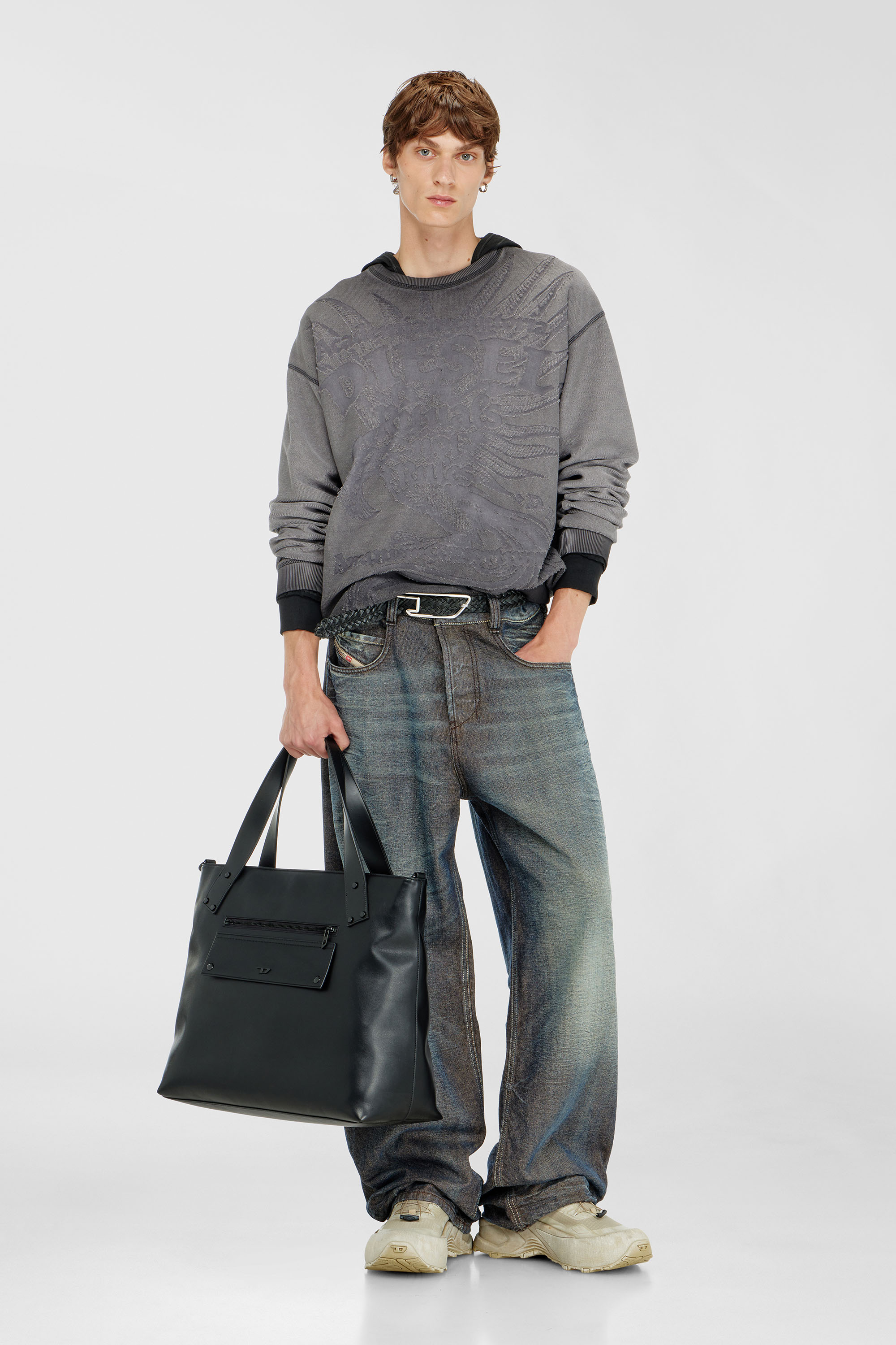 Diesel - S-ARON-RAW, Male's プルオーバースウェット in ダークグレー - 2