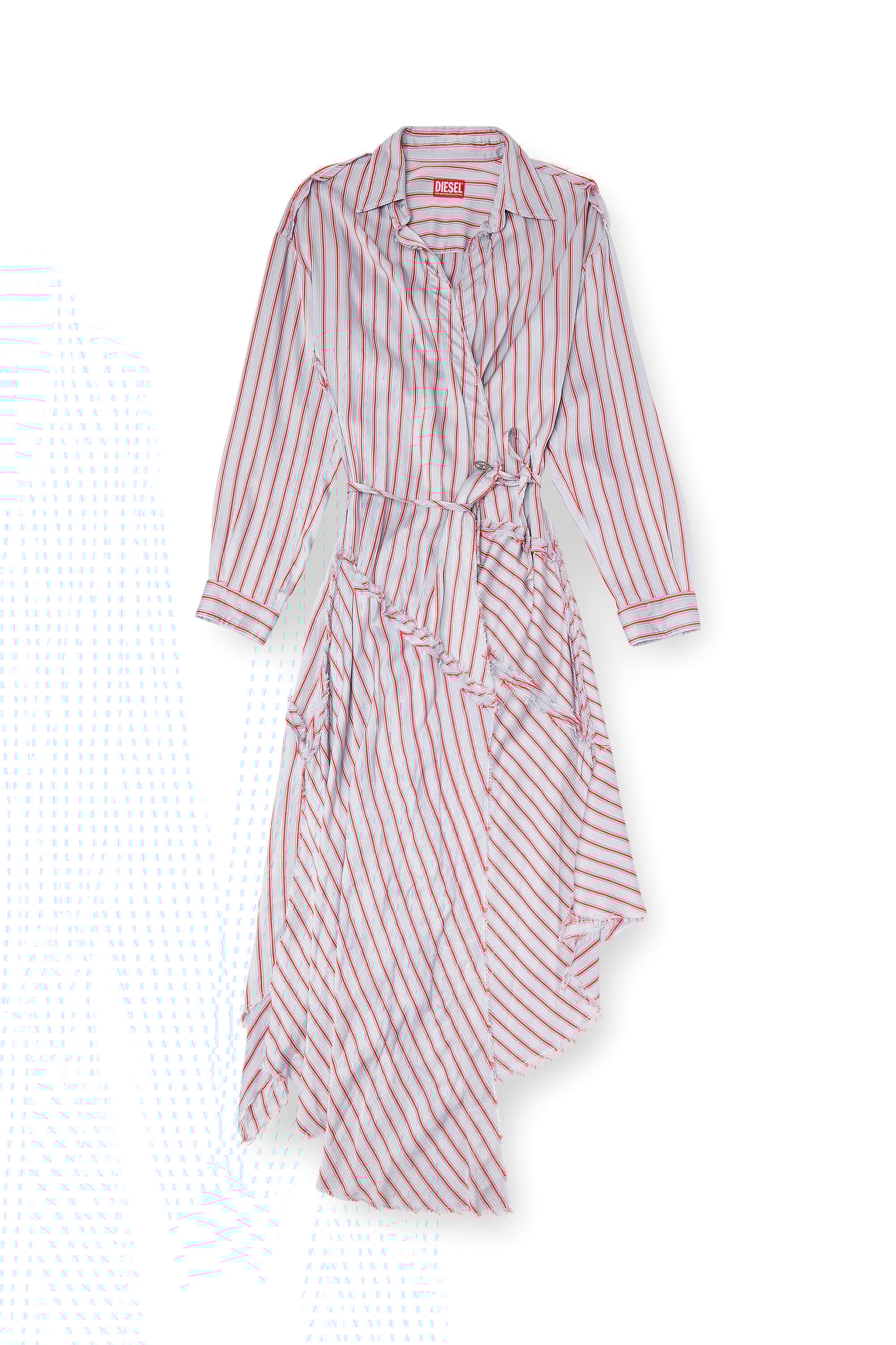 Diesel - D-RAVEN, Female's Asymmetrical wrap shirt dress in ピンク/バイオレット - 3