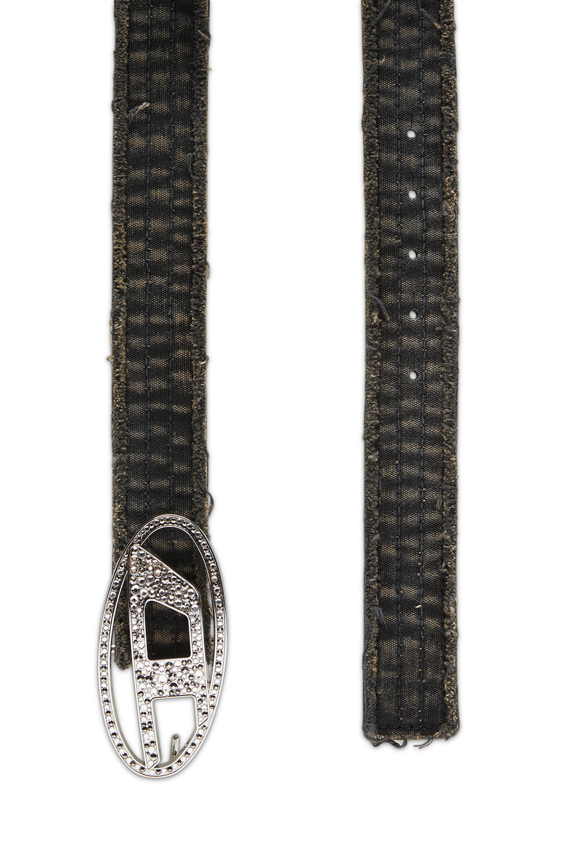 Diesel - B-1DR STRASS, Female's Canvas and leather belt with crystals in ブラック - 2