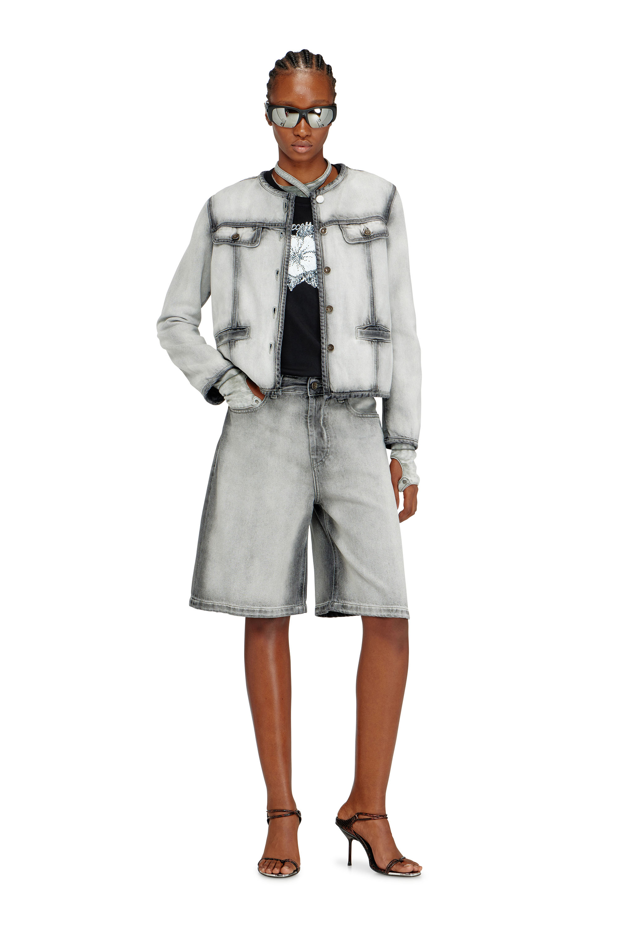 Diesel - DE-GRAFY-FSI, Female's Jacket in soft skeleton denim in グレー - 1