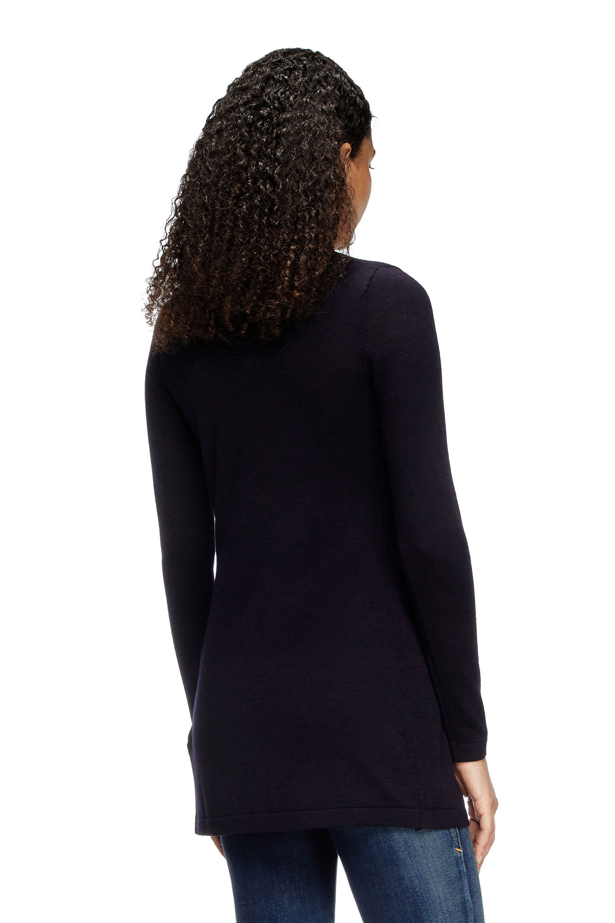 Diesel - M-PIERRY-LONG, Female's Longline wool cardigan with open front in ダークブルー - 4