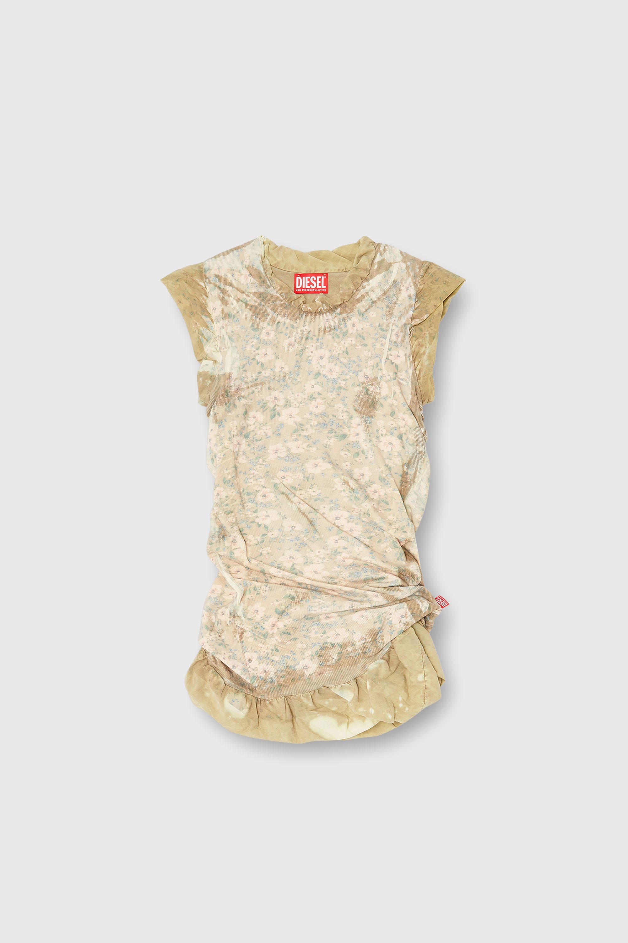 Diesel - T-ORY, Female's Layered top with bleached effect in ミリタリーグリーン - 2