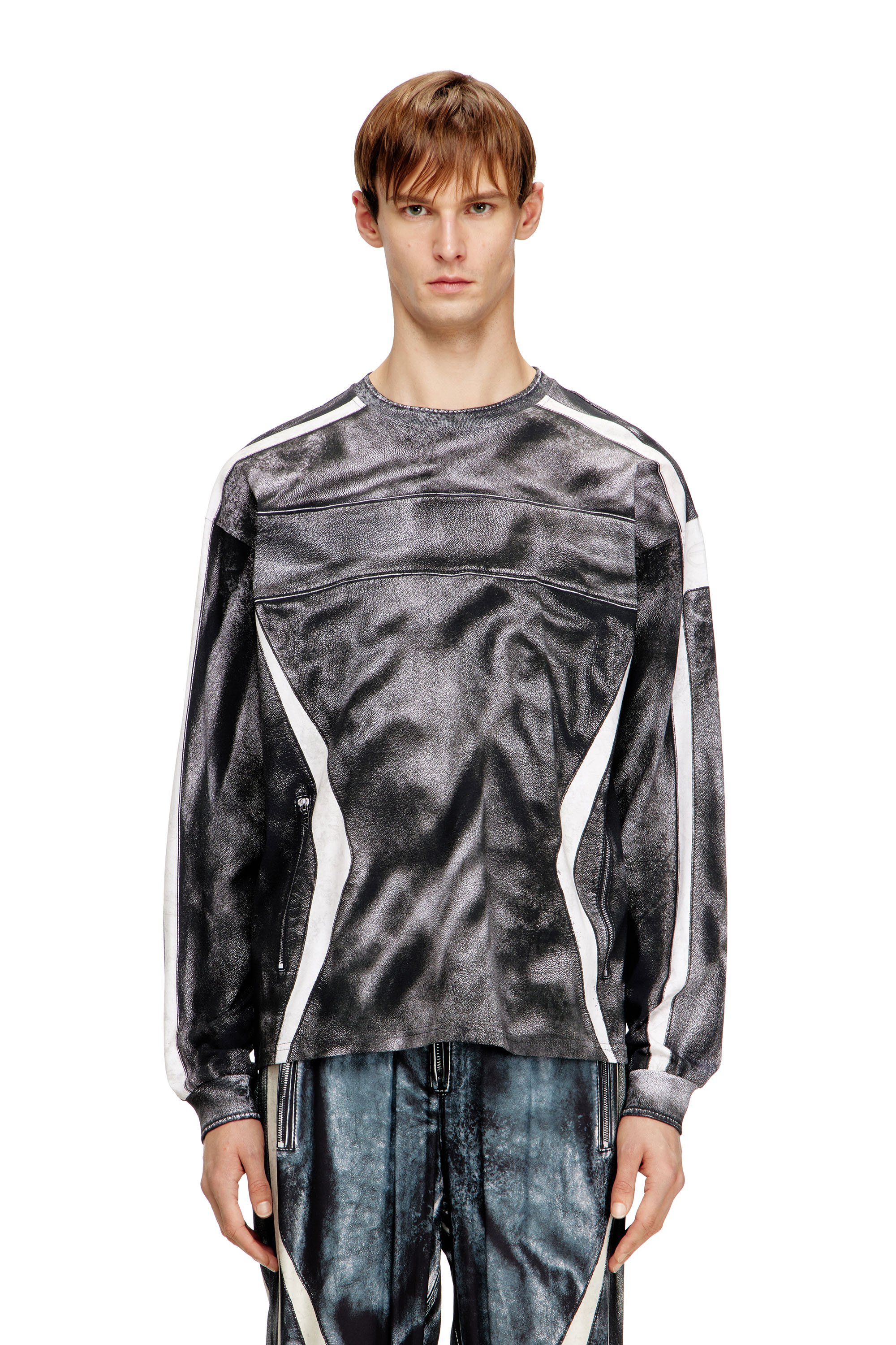 Diesel - T-BOXT-LS-V5, Male's 長袖Tシャツ in ブラック/グレー - 1