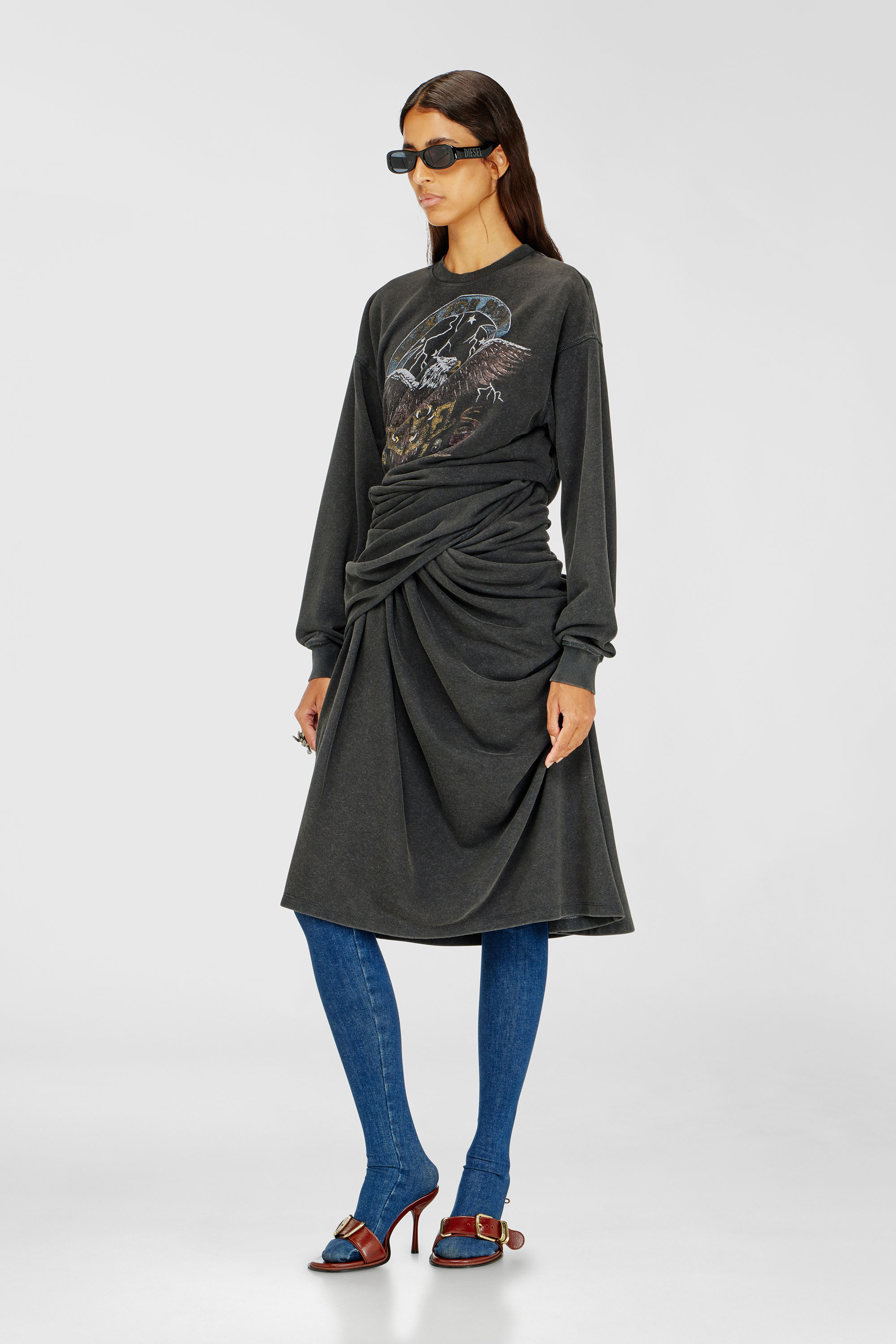 Diesel - D-NENCY, Female's Sweatshirt dress with concert graphics in null - 3
