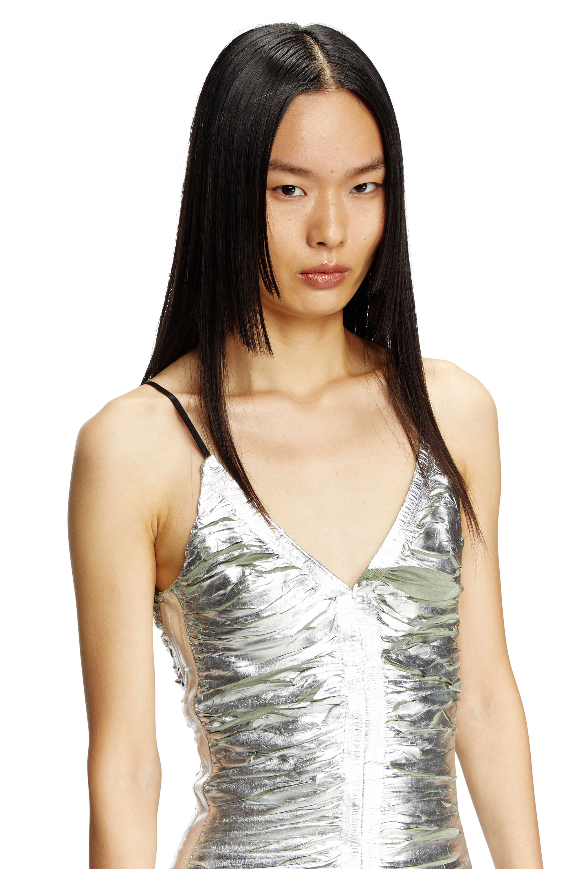 Diesel - D-IAMANTE, Female's Gathered mini dress in シルバー - 5