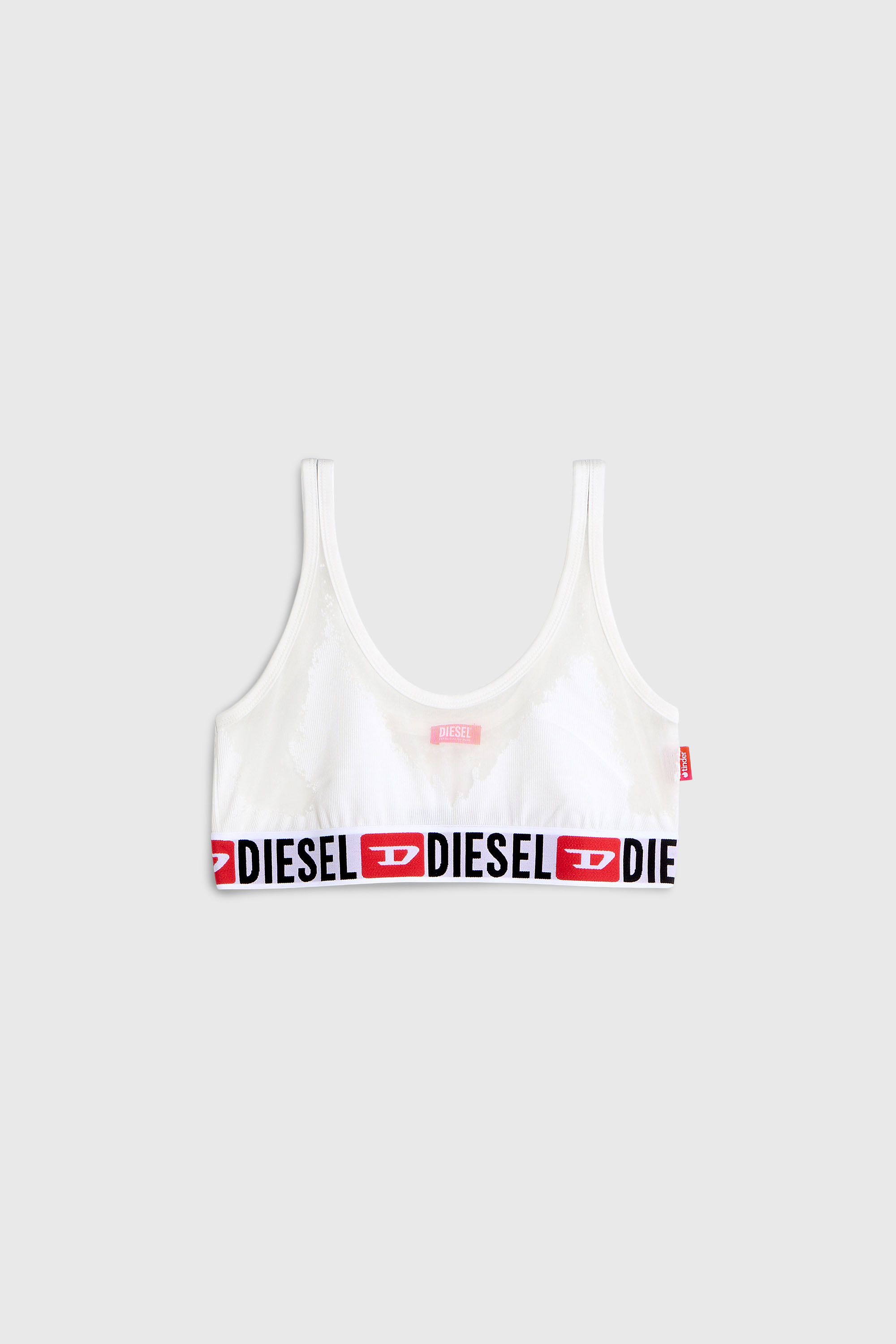 Diesel - PR-ORIBA-D-CORE, Female's Bralette with sheer devor&eacute; effect in ホワイト - 2