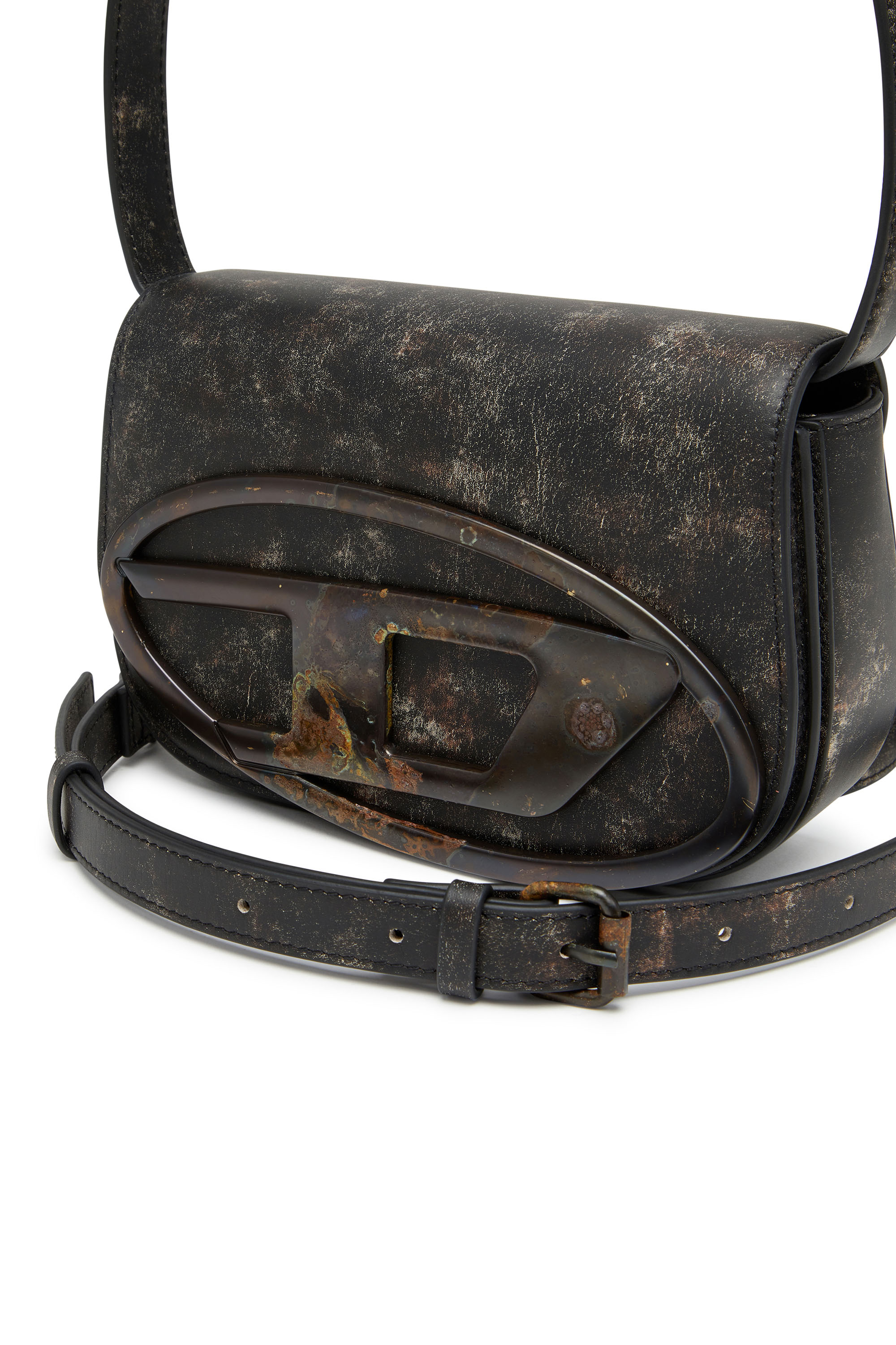 Diesel - 1DR, Female's 1DR-Iconic shoulder bag in distressed leather in ダークブラウン - 5