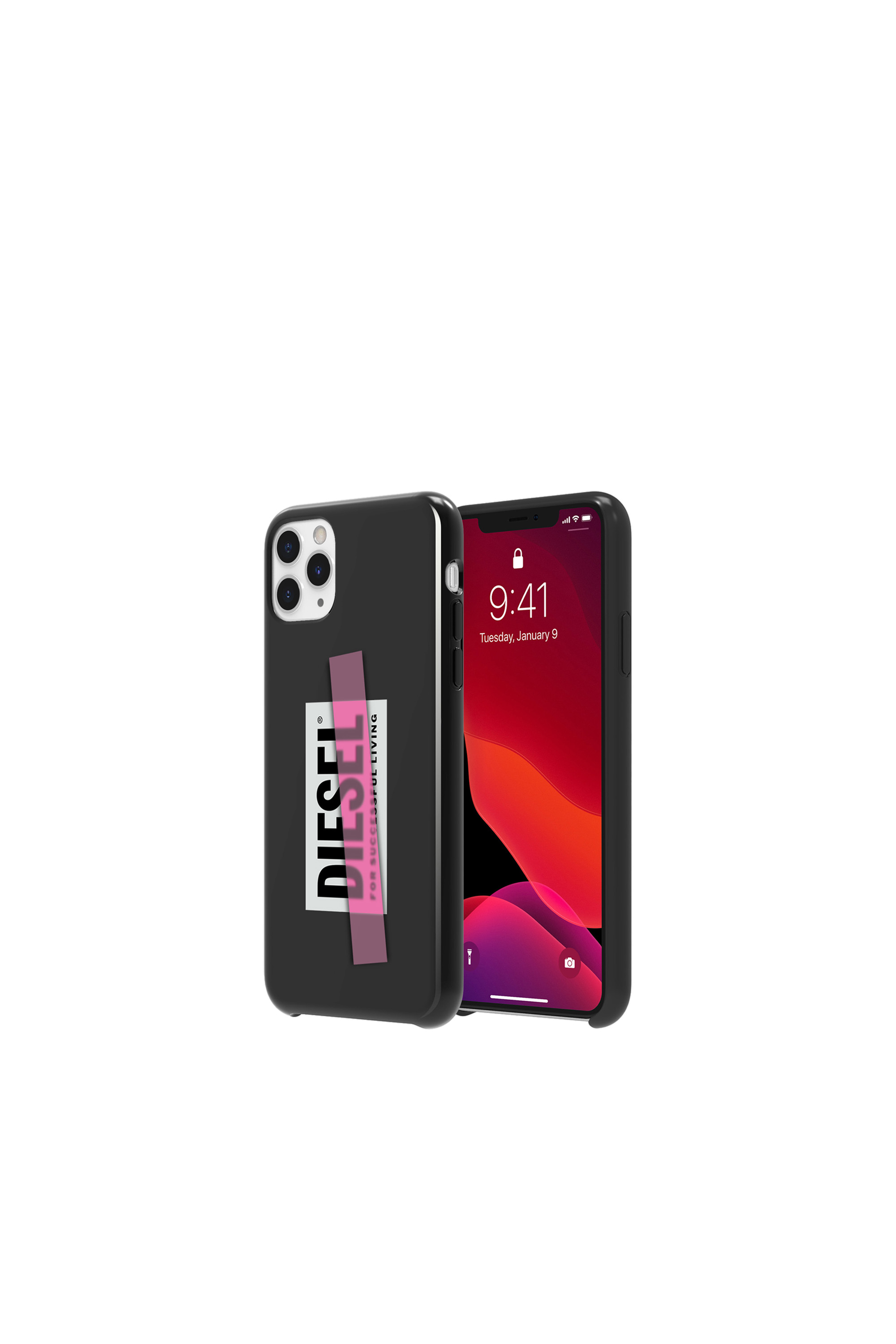 Diesel - DIPH-033-BLKPT, Unisex's Printed co-mold case for iPhone 11 Pro Max in ブラック/ピンク - 1