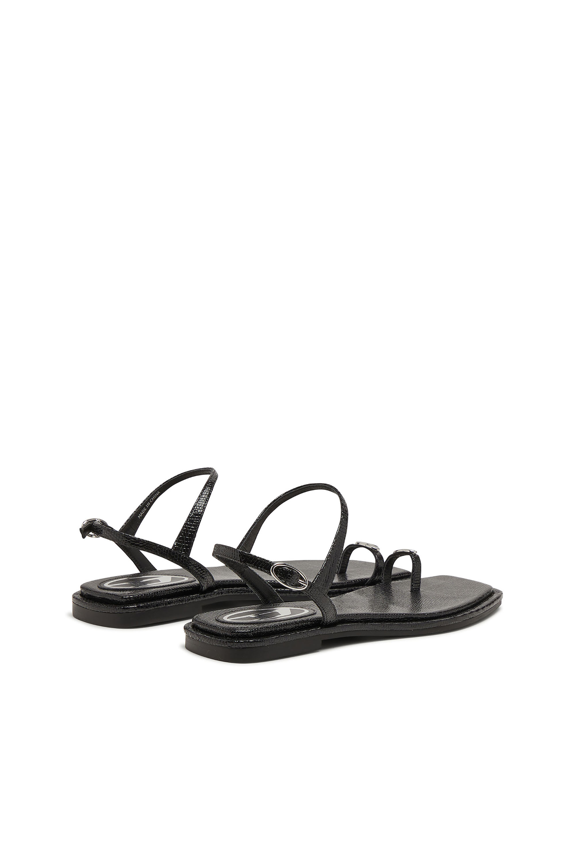 Diesel - D-AMBER INFRA 0, Female's D-AMBER - Sandal in leather with metallic logo in ブラック - 3