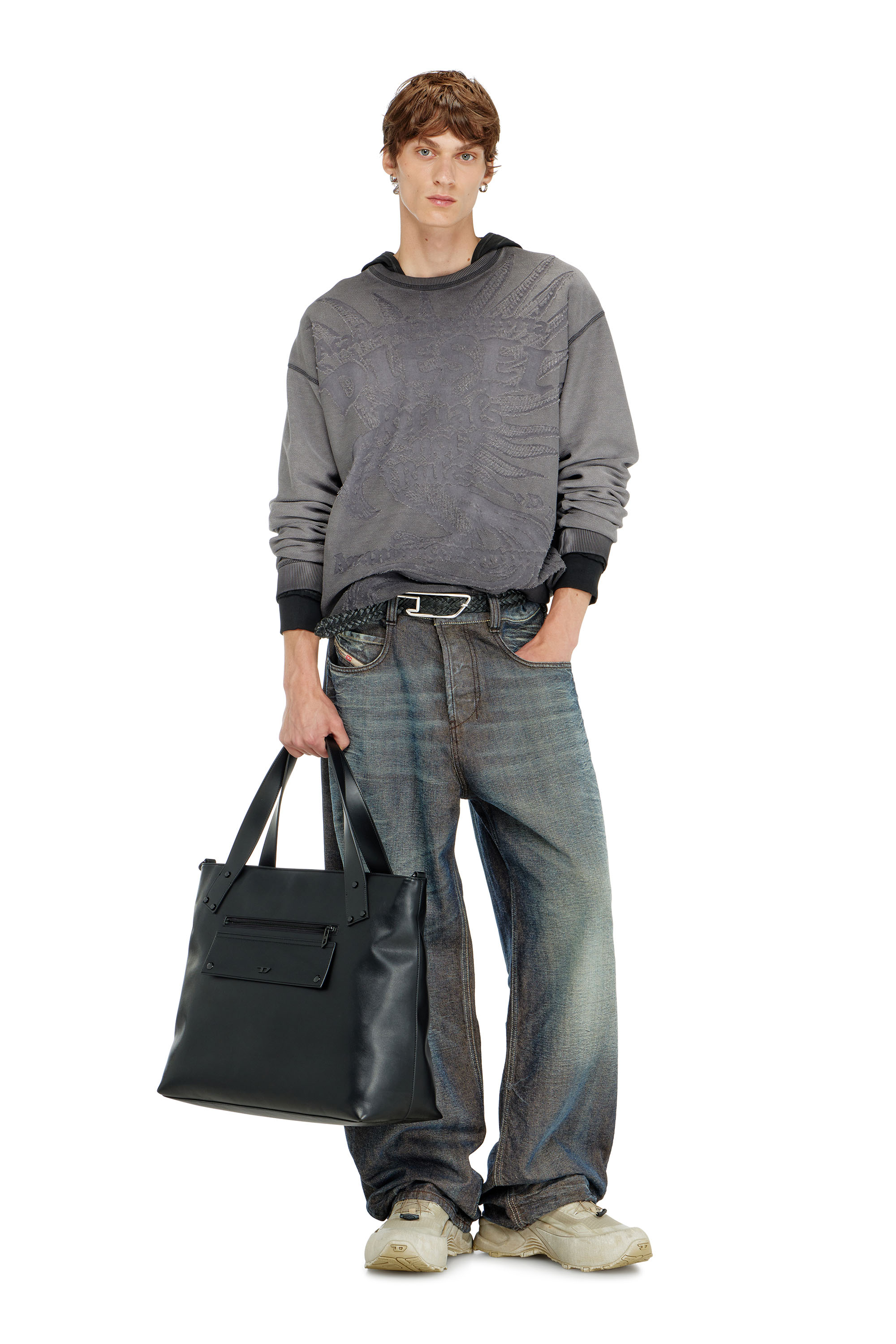 Diesel - S-ARON-RAW, Male's プルオーバースウェット in ダークグレー - 2
