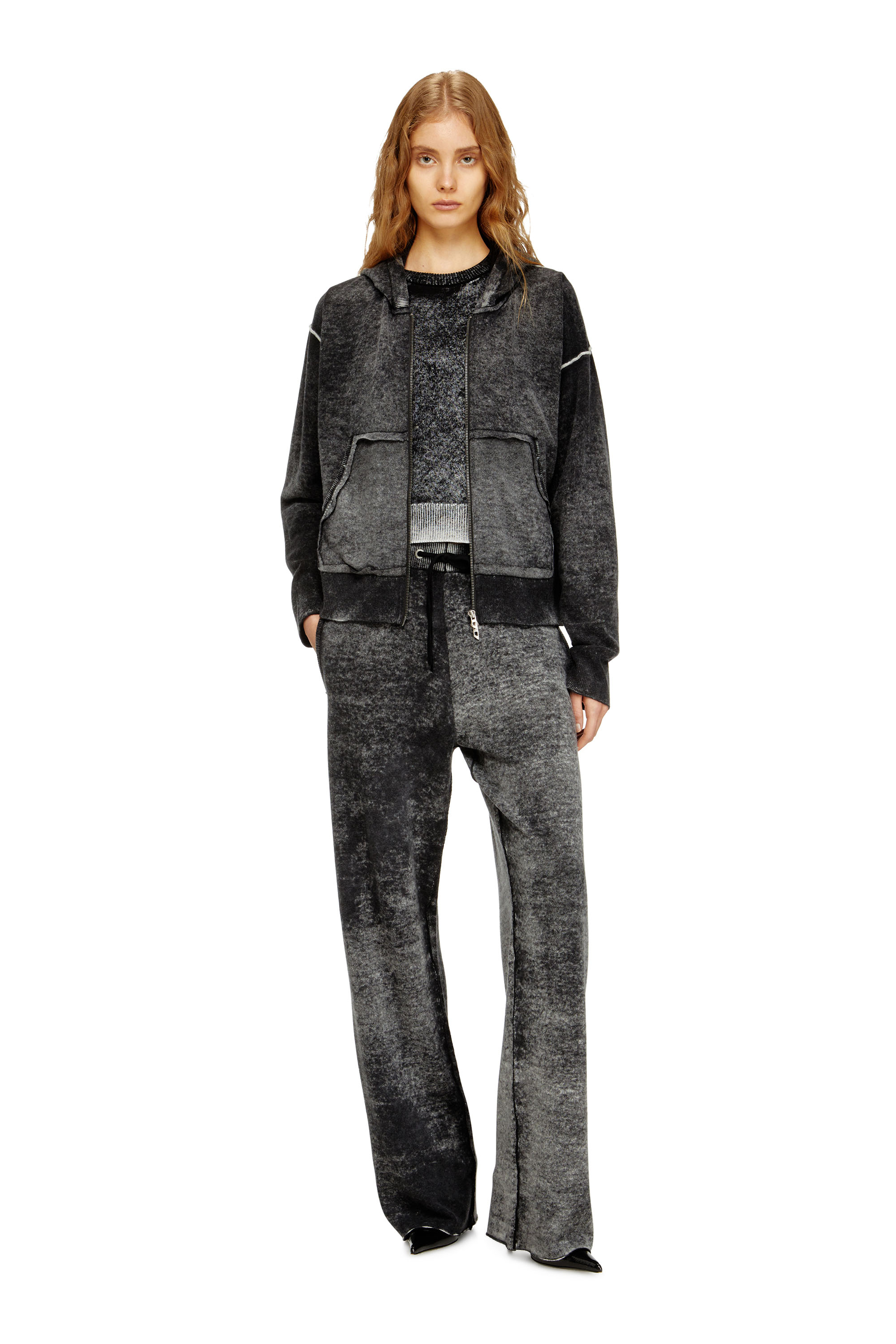 Diesel - M-HERMINE, Female's ニットパーカー in ブラック/グレー - 1