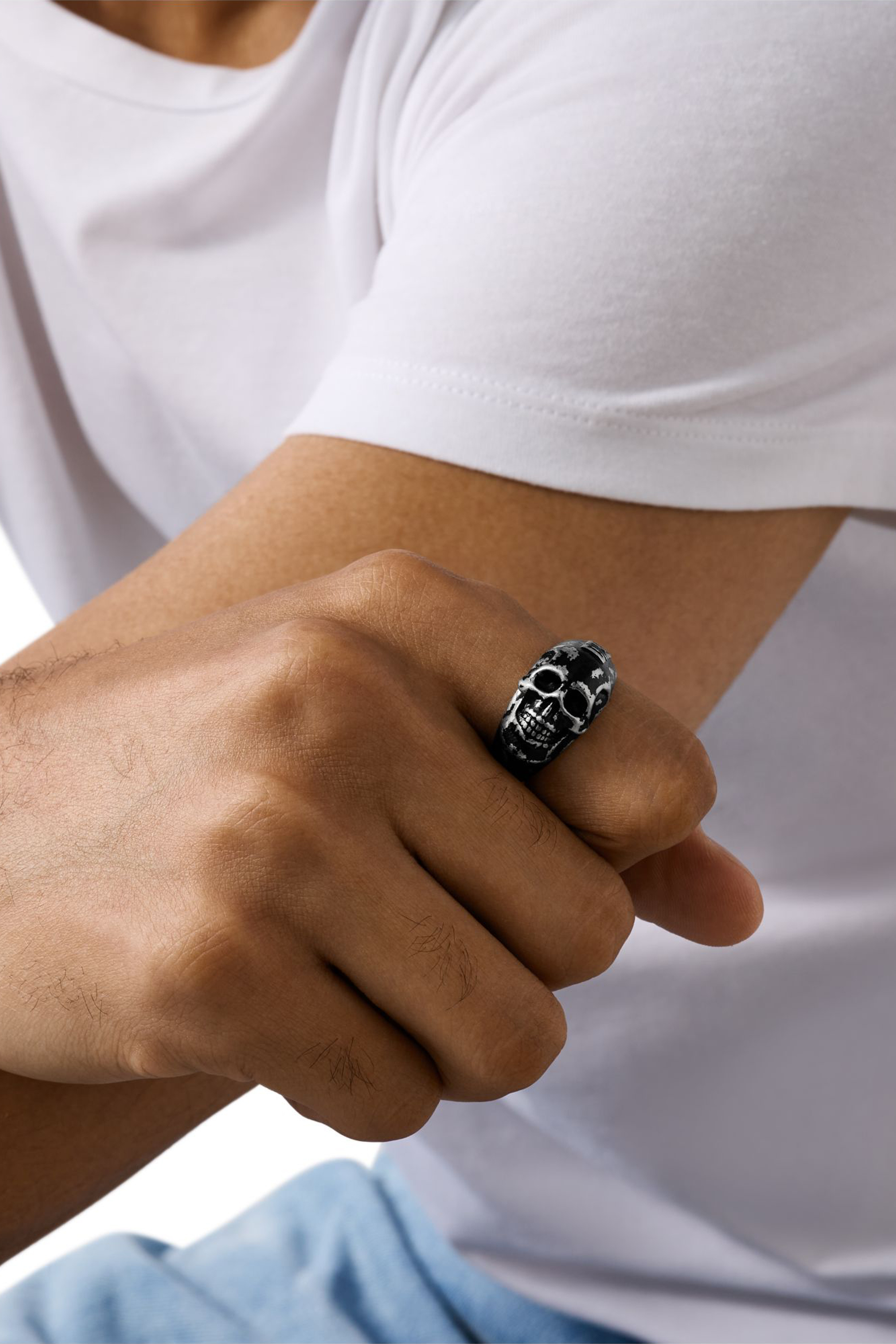 Diesel - DX1579040 JEWEL, Unisex's Stainless Steel Skull Ring in ブラック - 3