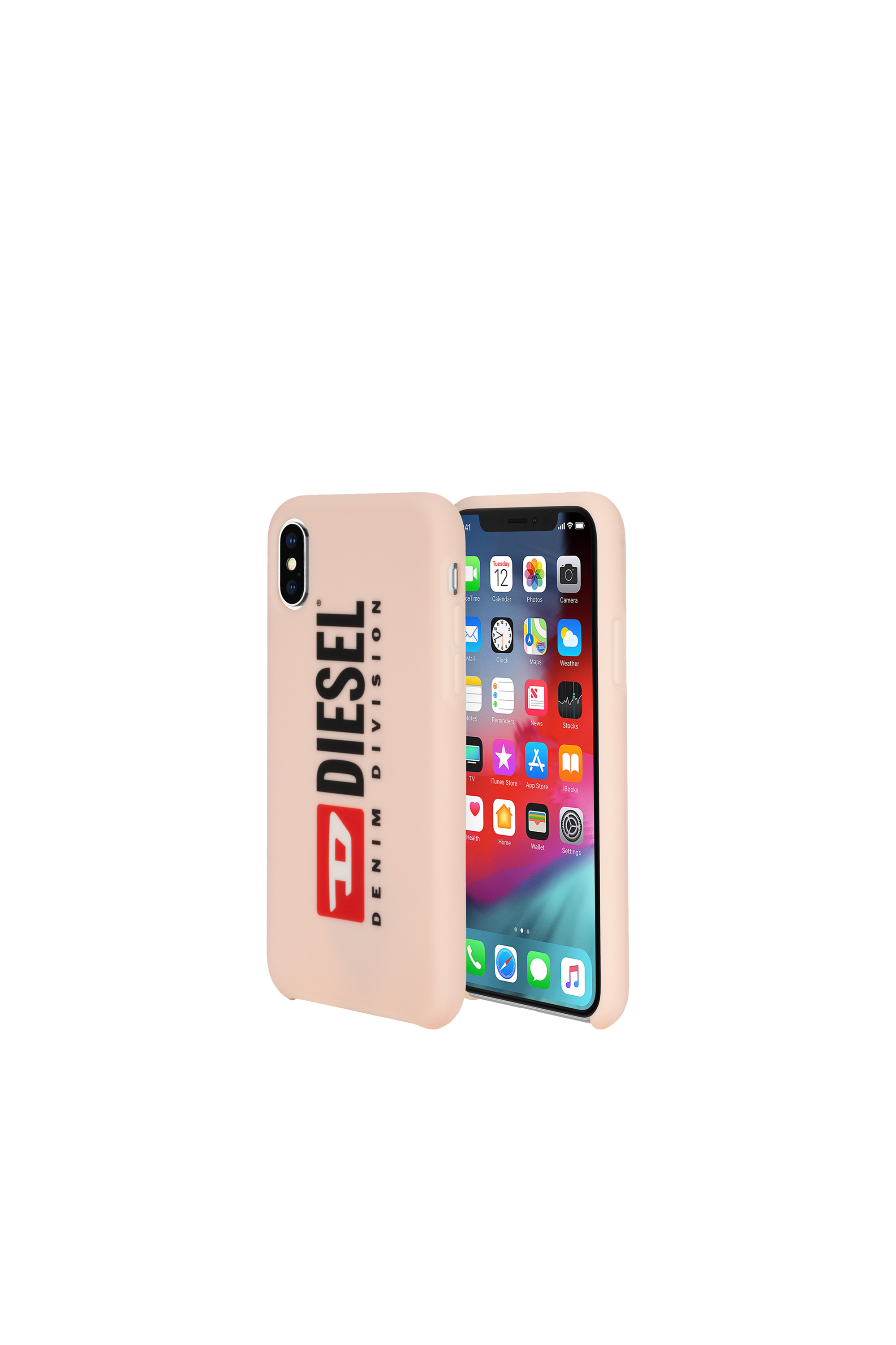 Diesel - DIESEL PRINTED CO-MOLD CASE FOR IPHONE XS & IPHONE X, Female's Soft touch logo blush case, iPhone XS & iPhone X in フェースパウダー - 1