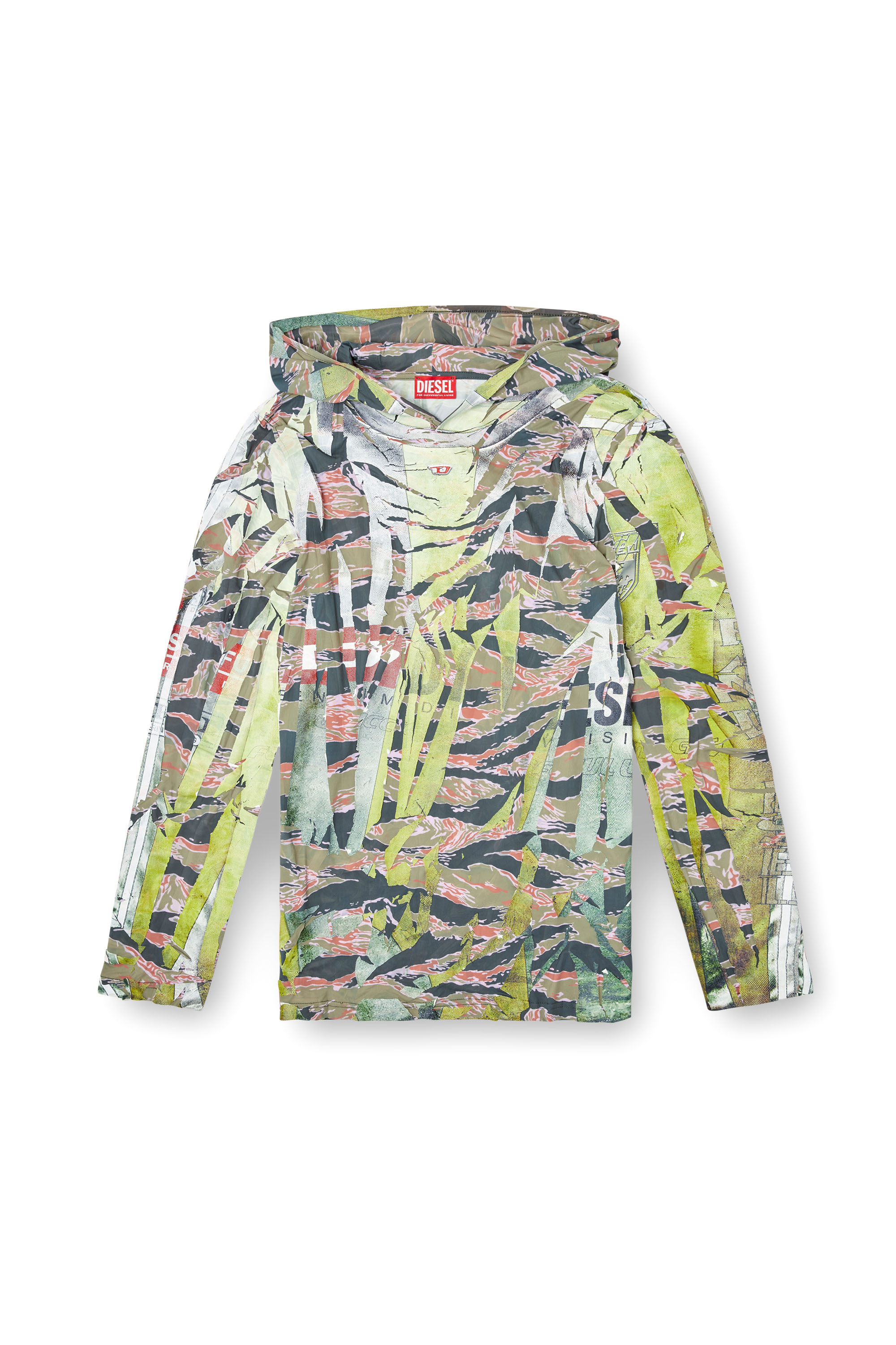 Diesel - T-GILLIS, Unisex's Camo hooded top with cracked over-print in ブラウン/グリーン - 2