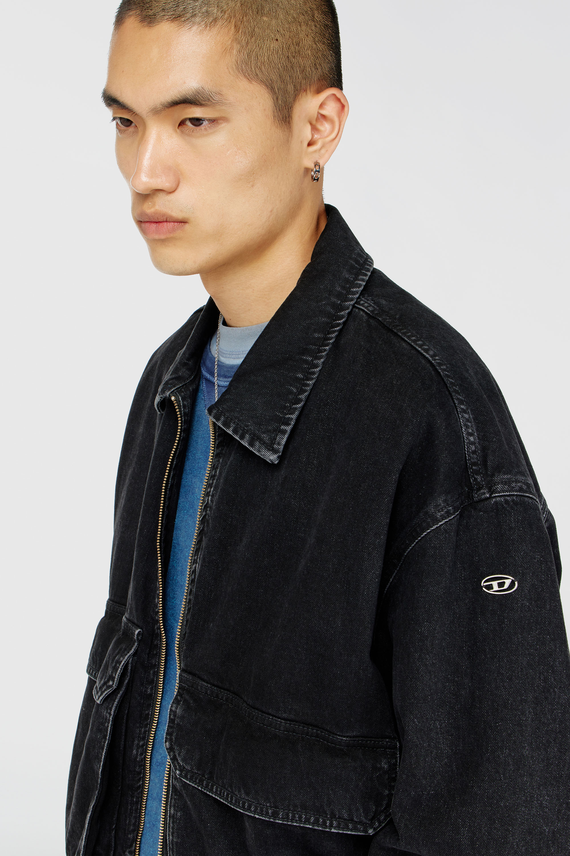 Diesel - D-KURZ, Unisex's デニムジャケット in ブラック - 4