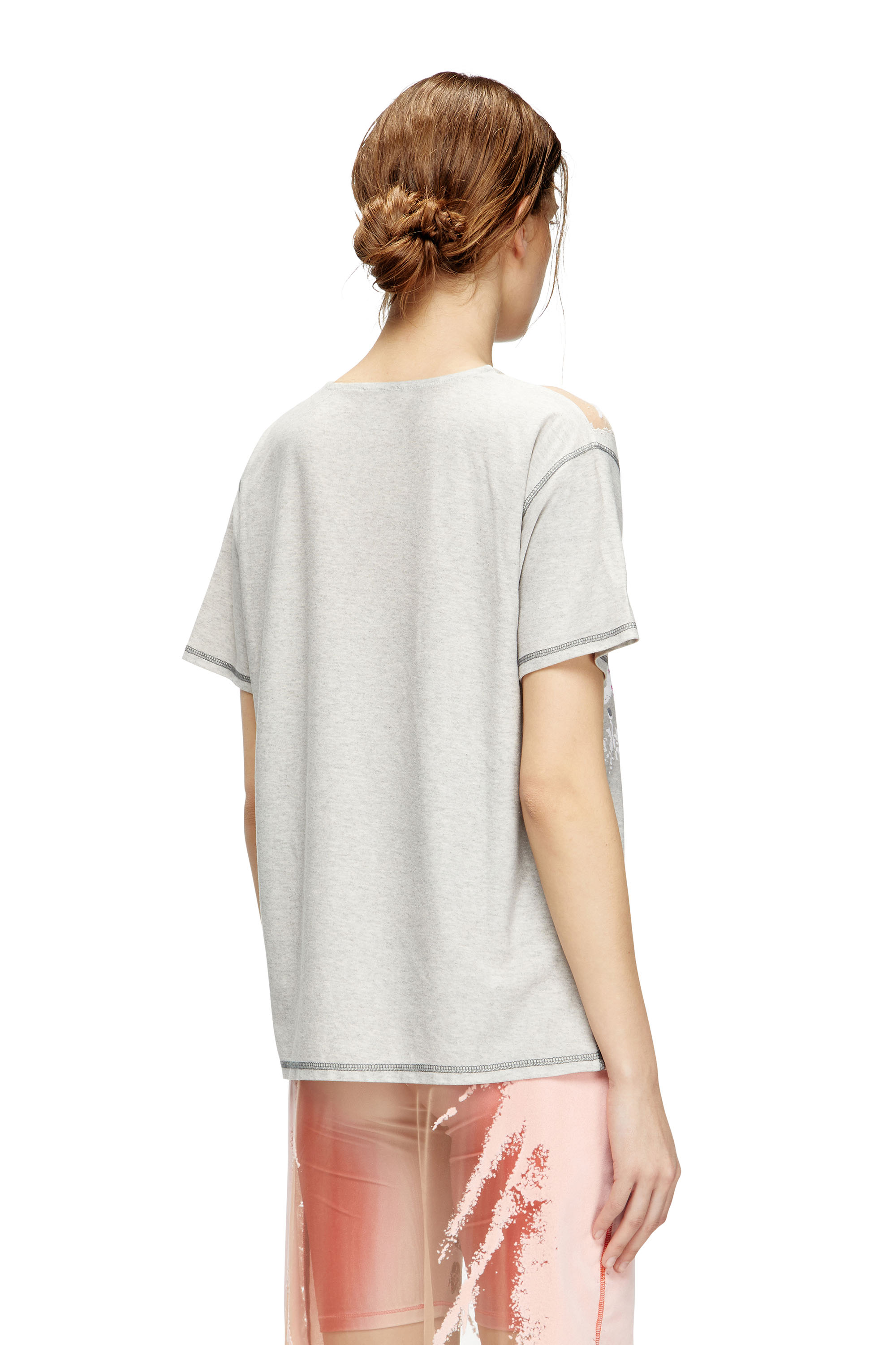 Diesel - T-NORMAC, Female's Crew neck T-shirt with lyrics print in グレー - 4