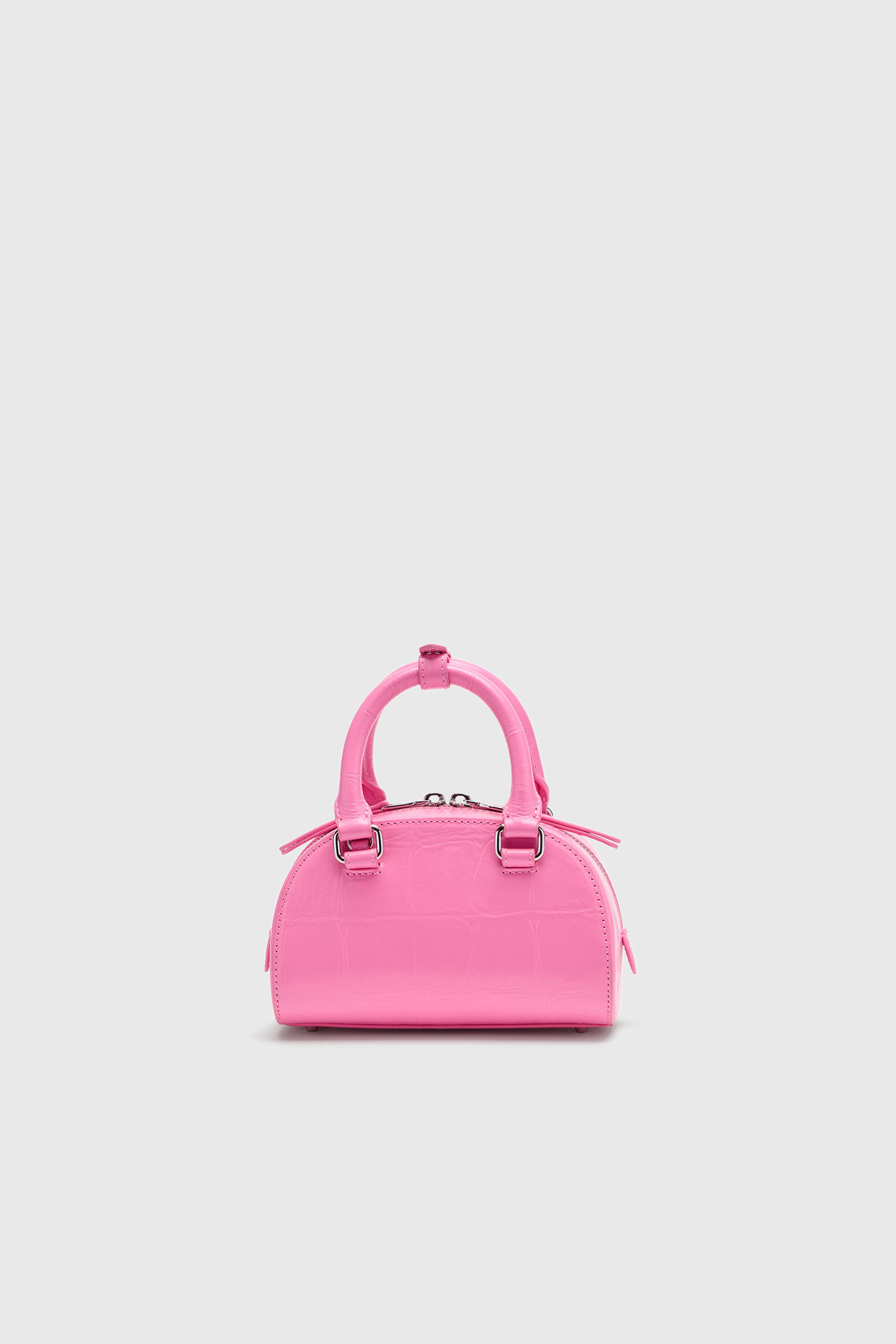 Diesel - 1DR DOME CROSSBODY, Female's 1DR Dome-Small bowling bag in croc-effect leather in ピンク / ホワイト - 3