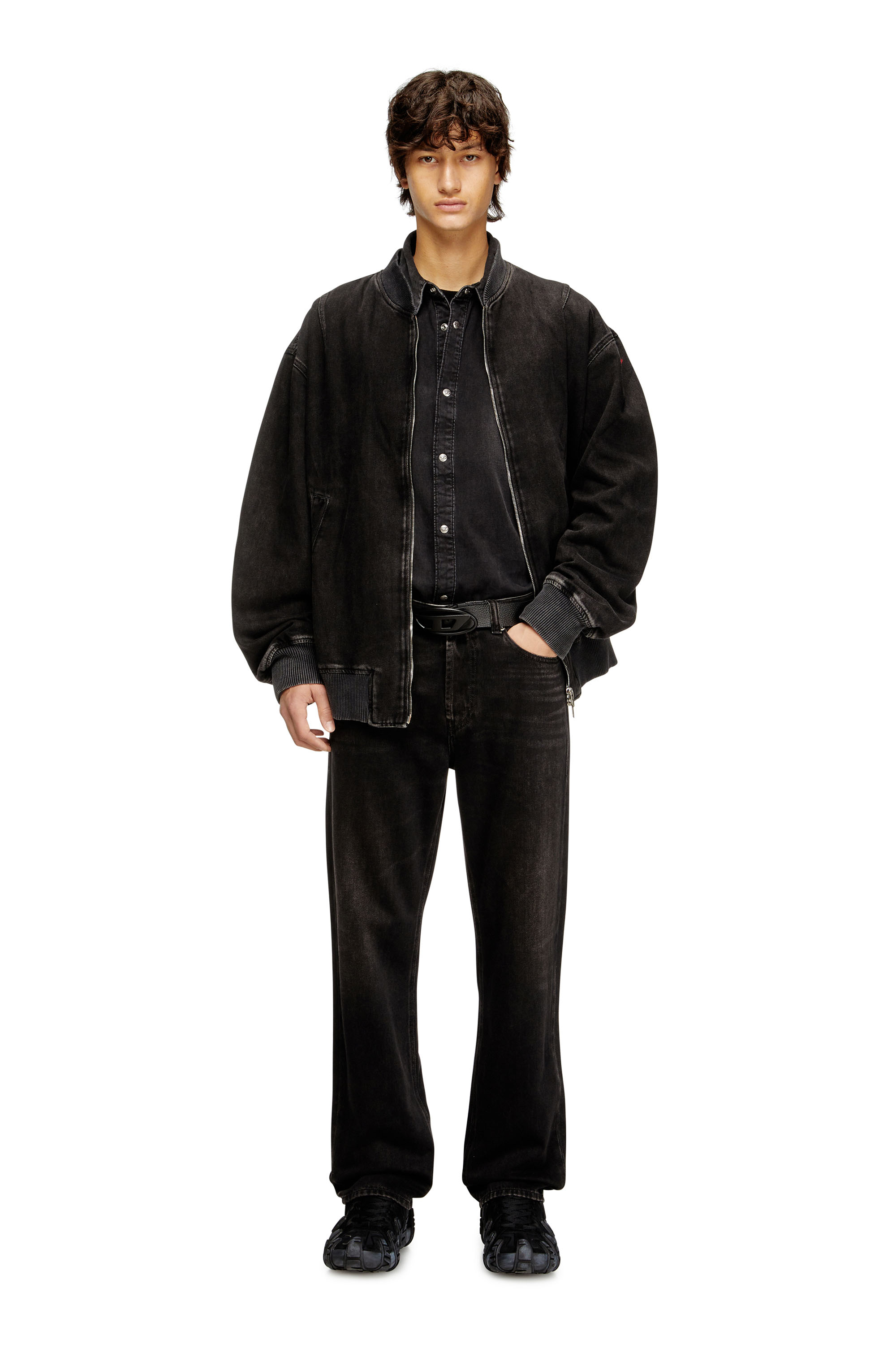 Diesel - D-VINZ, Male's Bomber jacket in clean-wash denim in ブラック - 1
