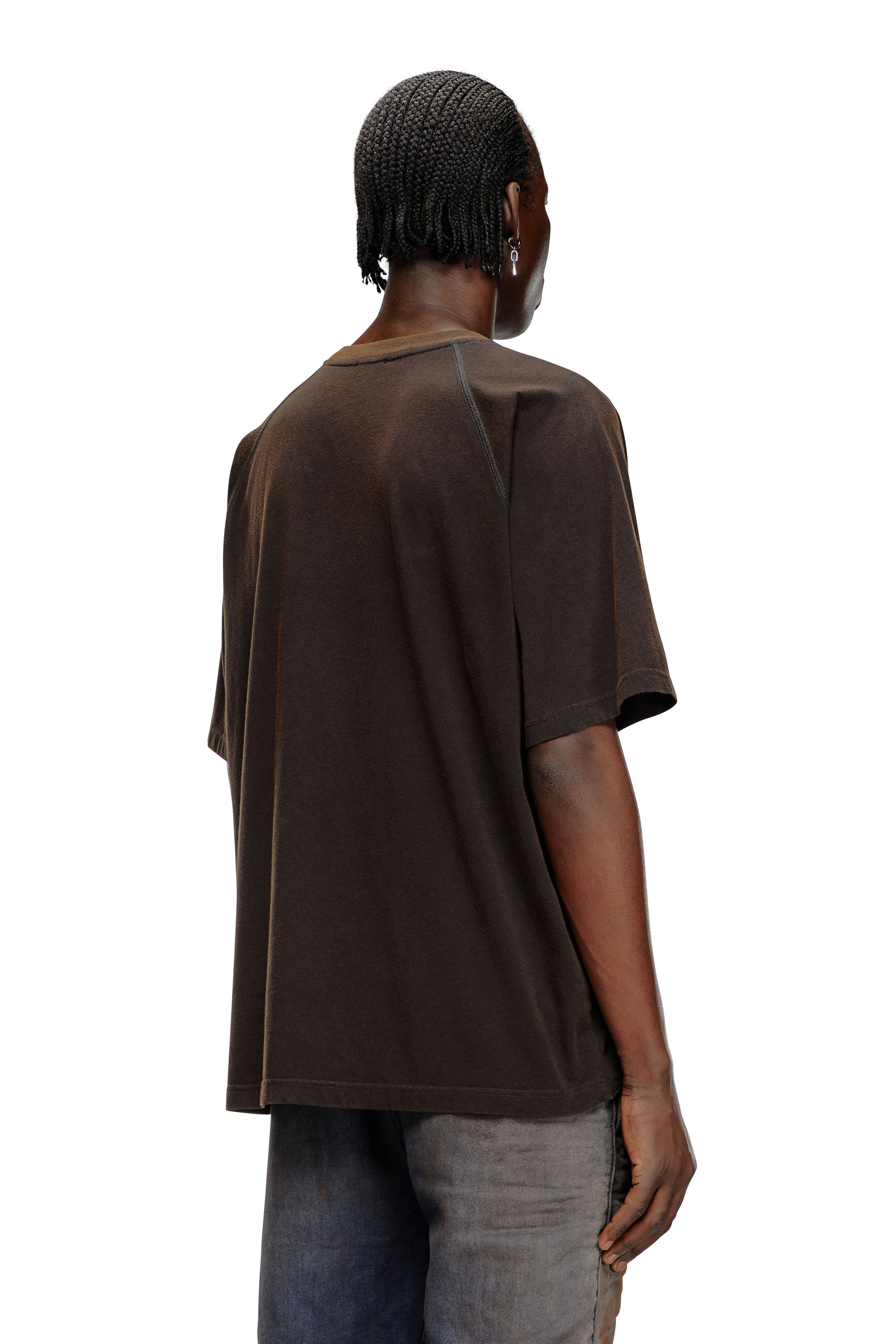 Diesel - T-ROXT-Q1, Male's T-shirt with inside-out print in ブラック - 4