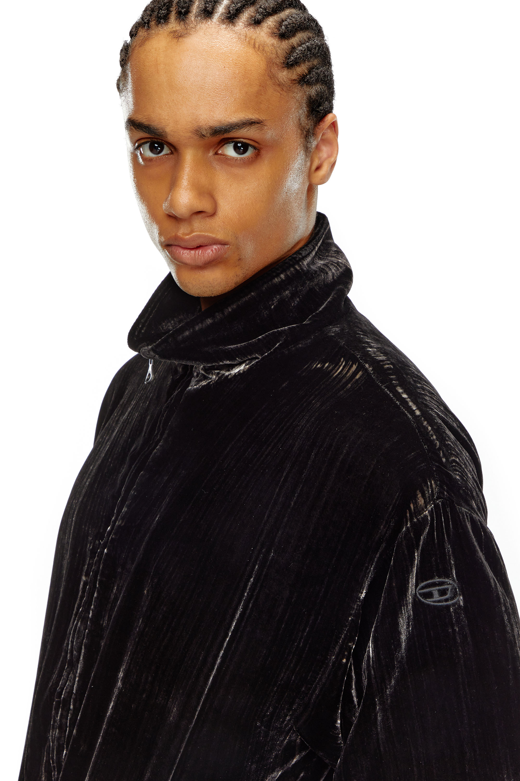 Diesel - J-SALFORD, Male's Treated silk-blend velvet jacket in ブラック - 5