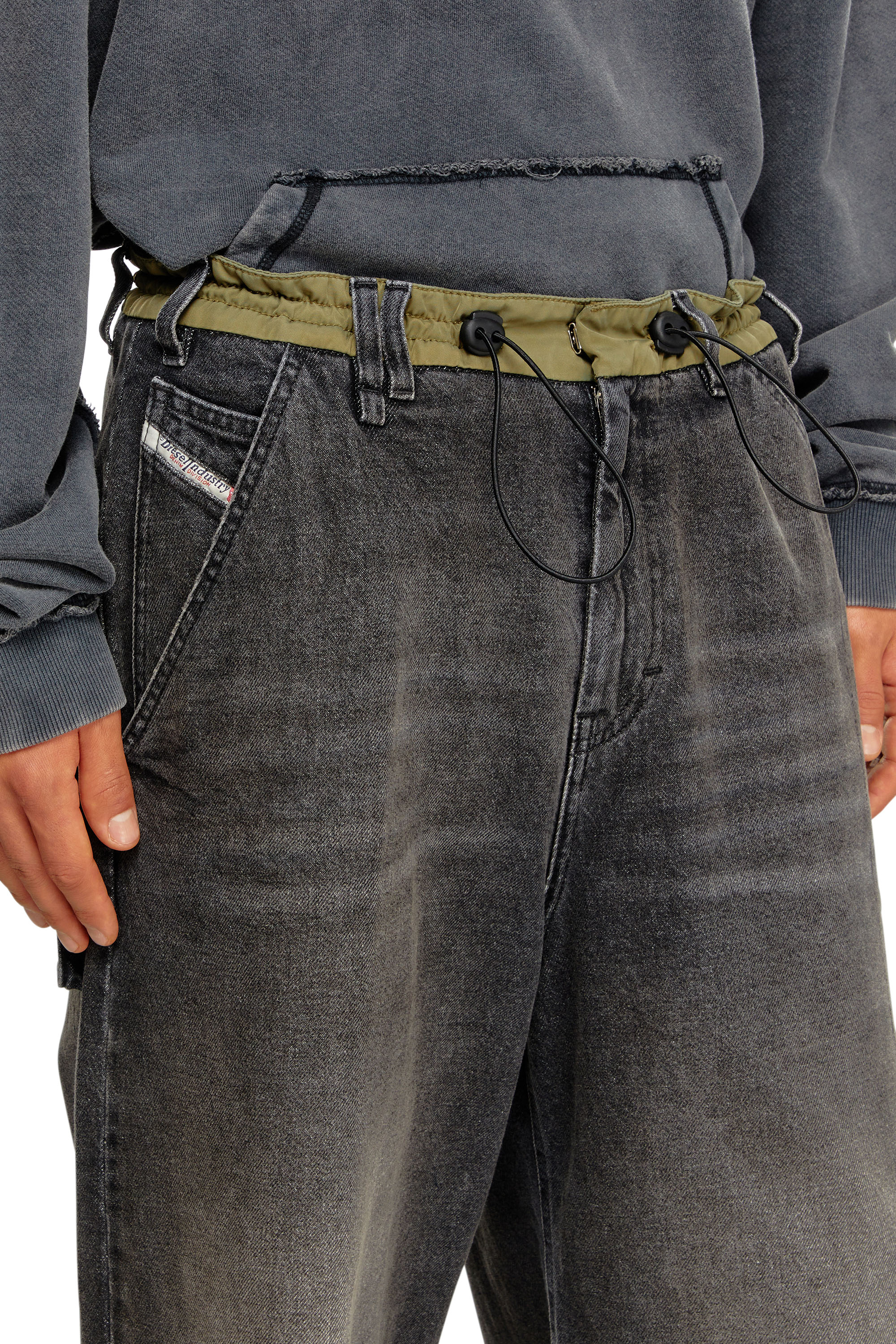 Diesel - D-ANDRE-SHORT-S, Male's Loose bermuda shorts in denim and nylon in ブラック - 4