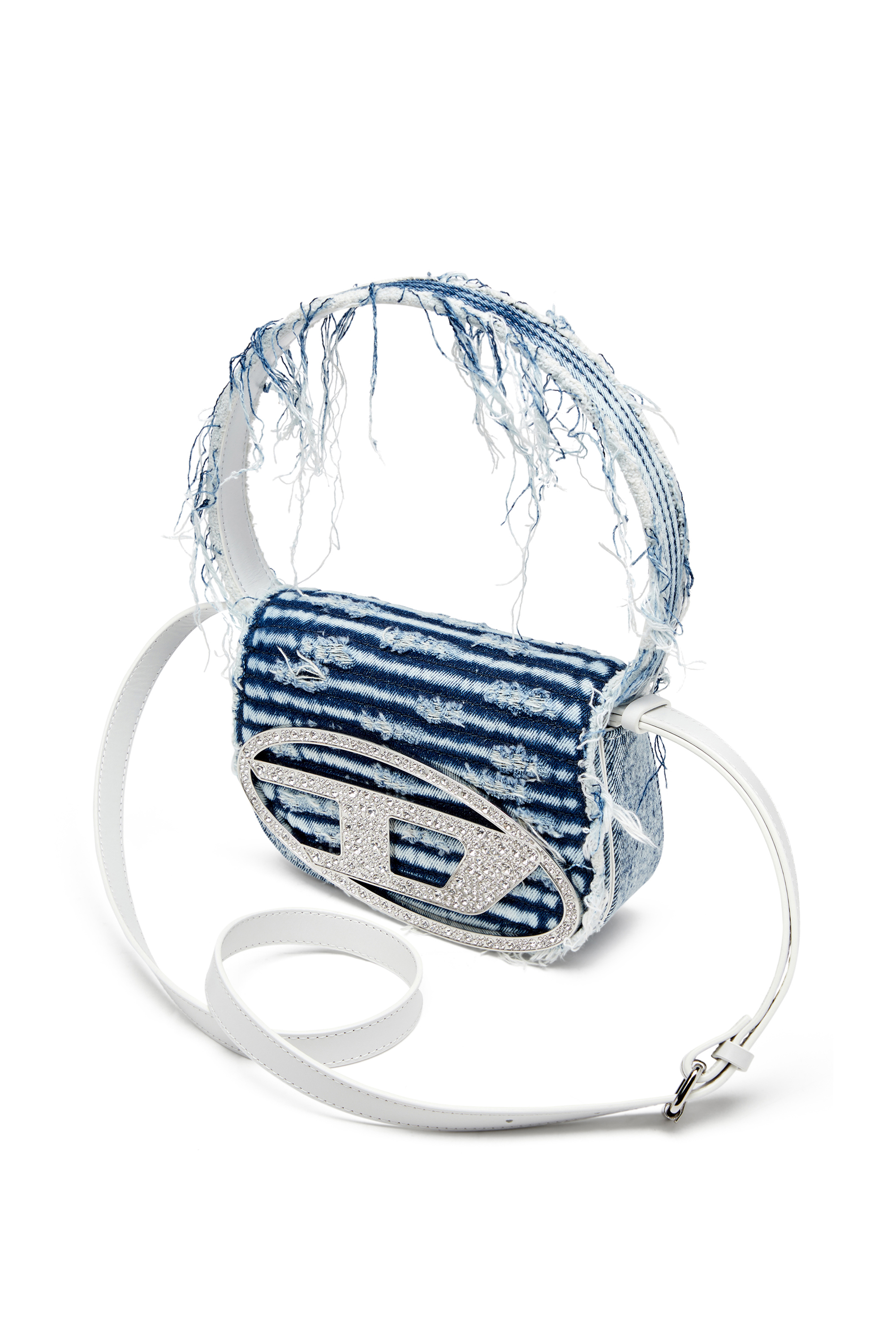 Diesel - 1DR, Female's 1DR-Iconic shoulder bag in frayed denim in ブルー - 5