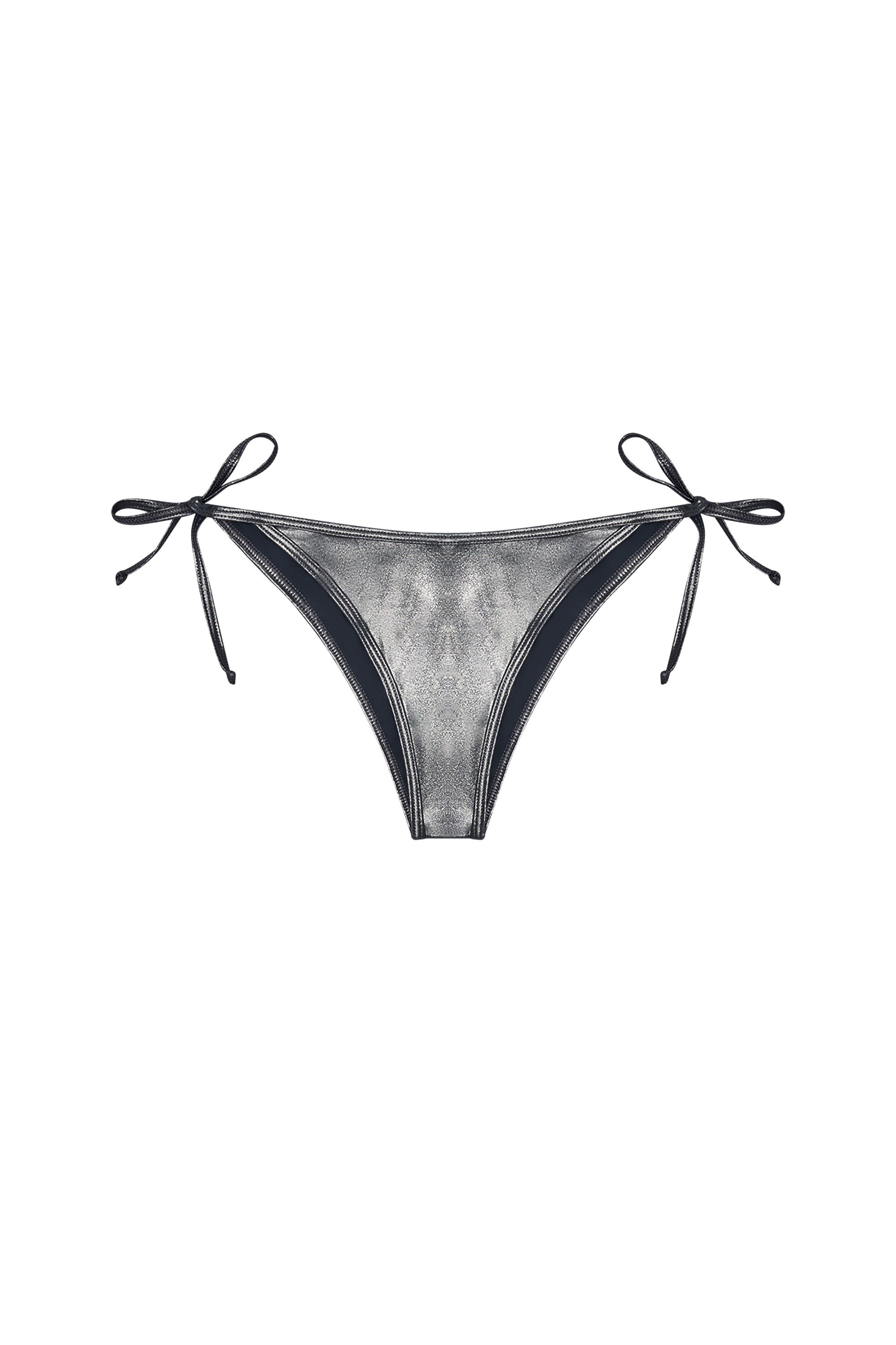 Diesel - BRAZILIAN-D-CORE, Female's Metallic bikini bottoms with logo in グレー - 4