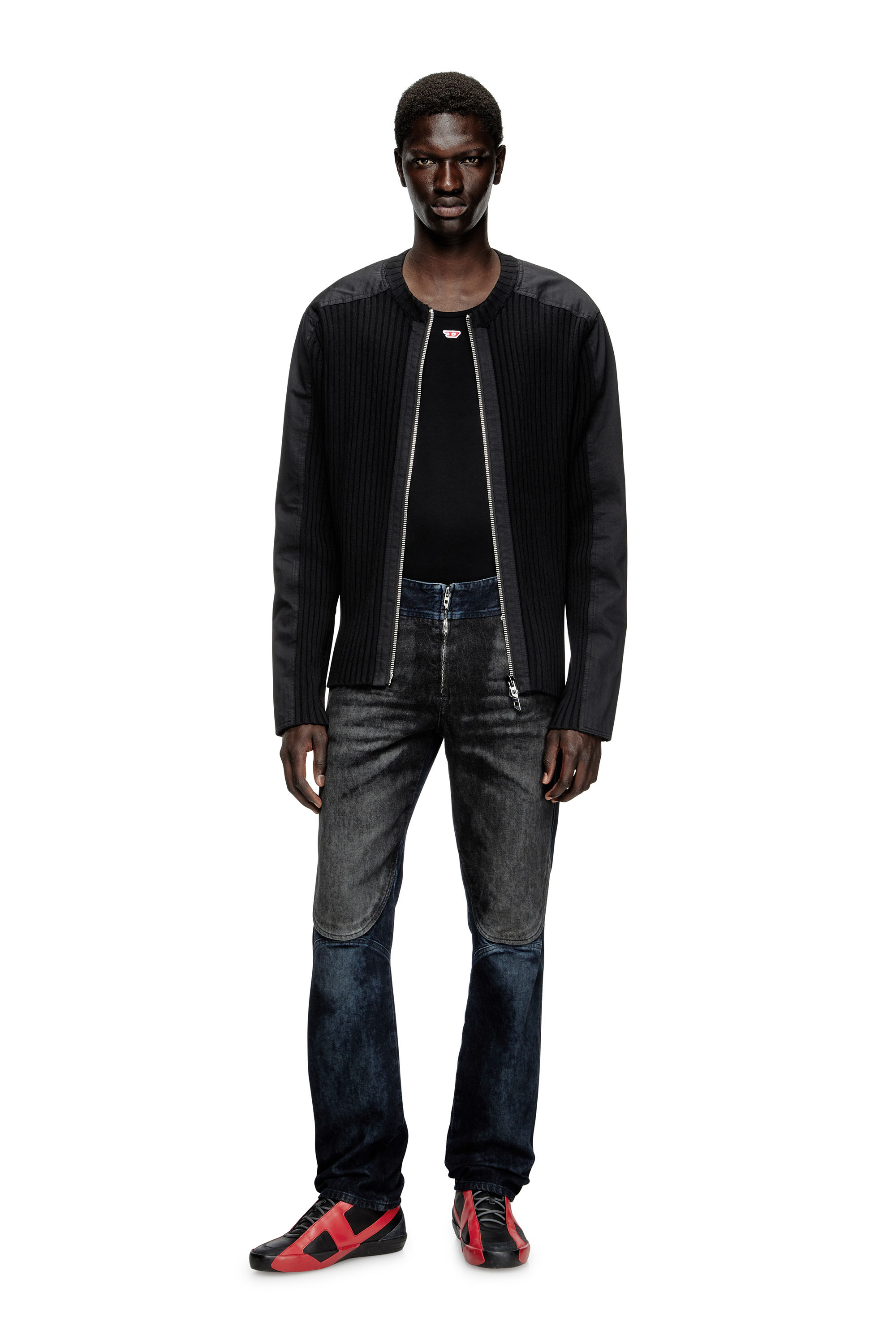 Diesel - K-MATTY, Male's Zipped cardigan with utilitarian panels in ブラック - 2