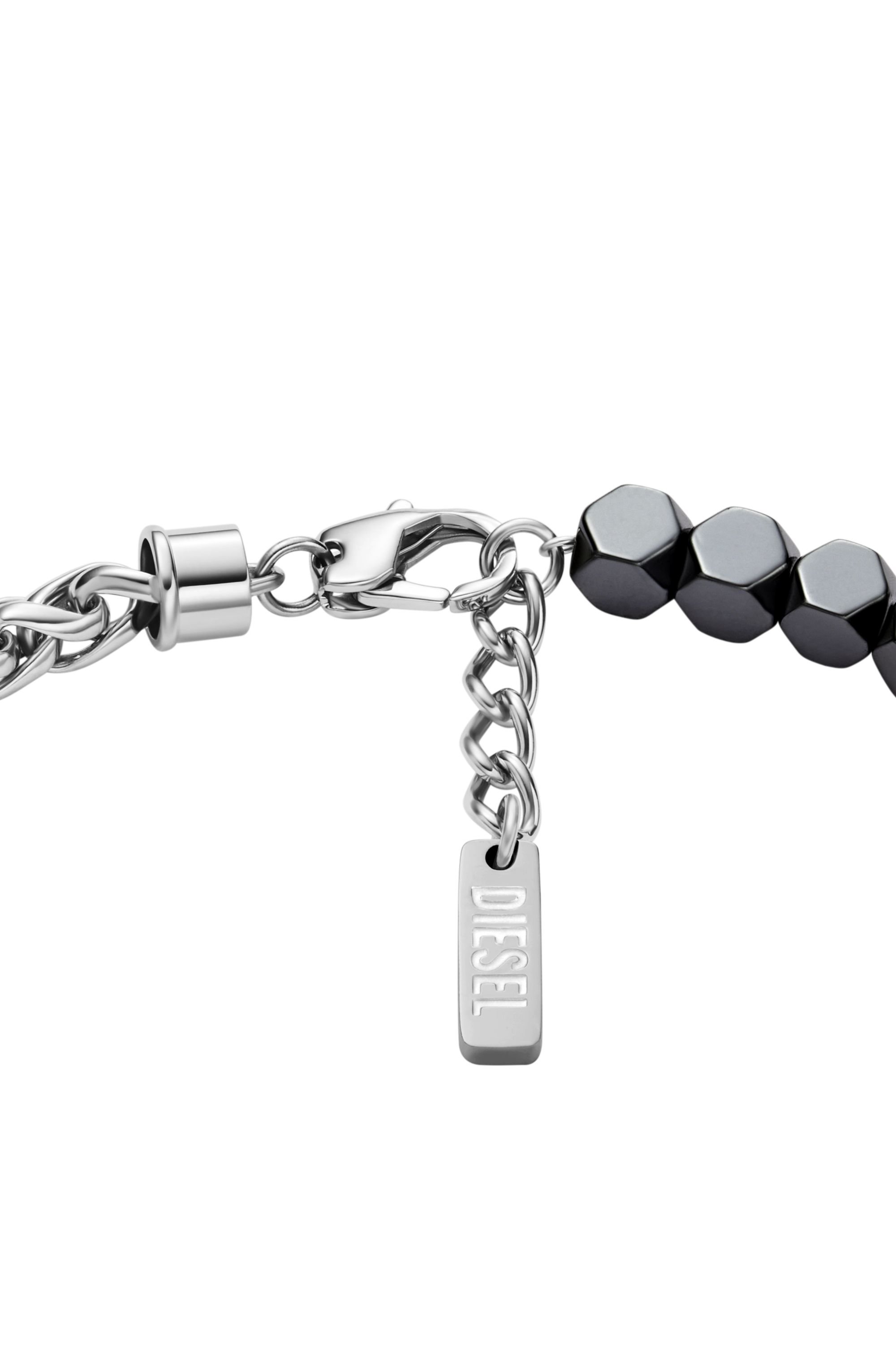 Diesel - DX1647931 JEWELLERY, Unisex's Stainless steel and hematite beaded bracelet in シルバー/ブラック - 2