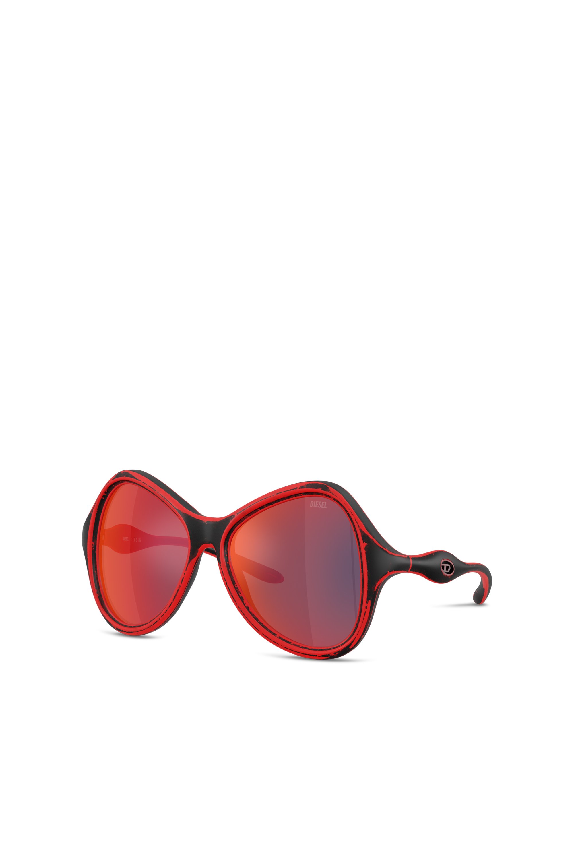 Diesel - 0DL3010U, Unisex's Cat-eye style sunglasses in ブラック/レッド - 1
