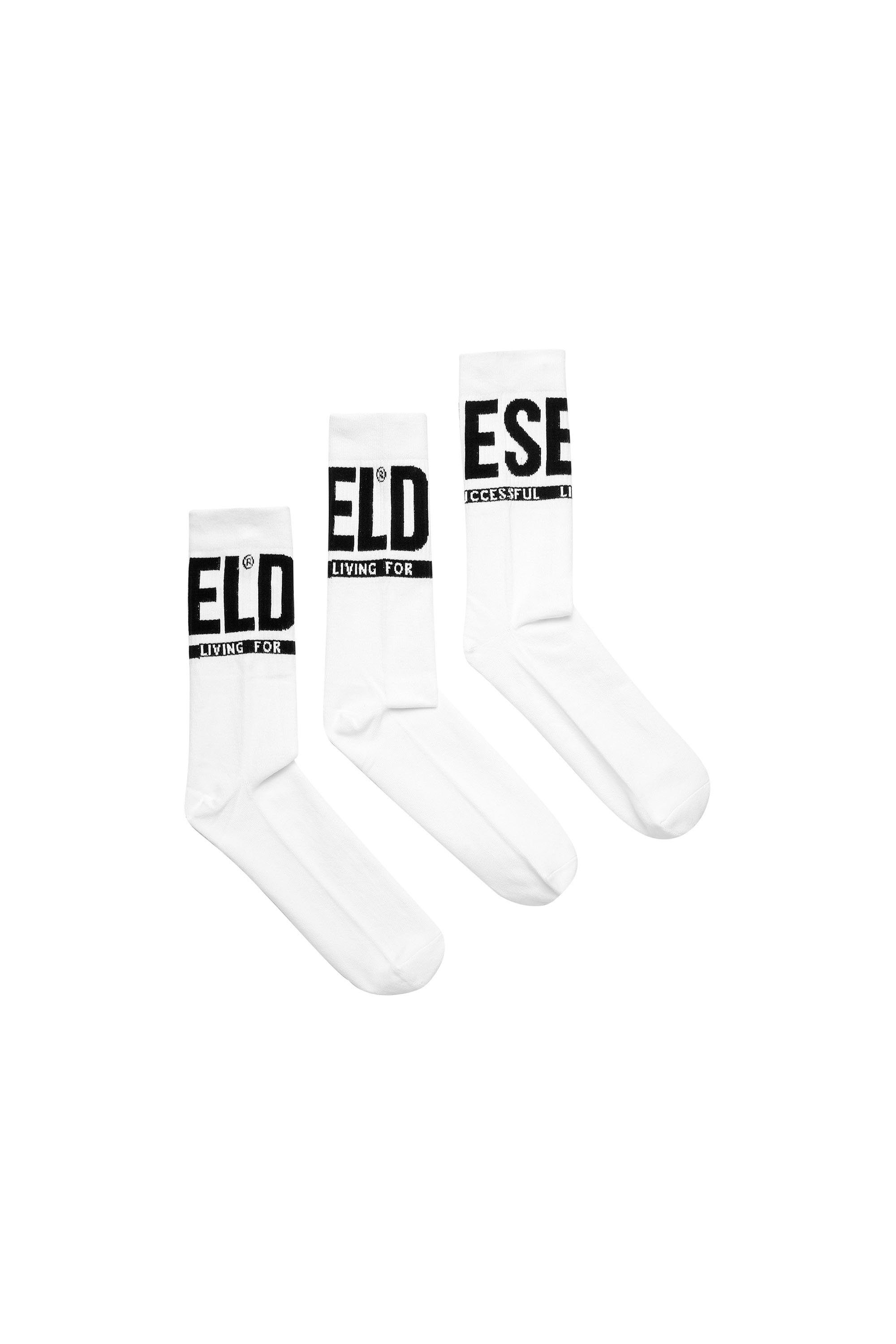 Diesel - SKM-RAY-THREEPACK, Male's ソックスミドル丈3足セット in ホワイト - 1
