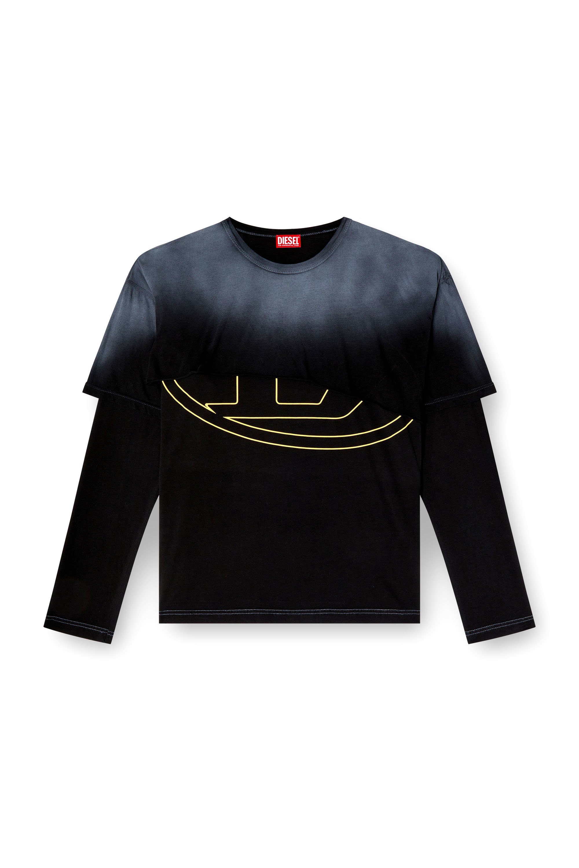 Diesel - T-BESH-CUT, Male's Destroyed layered long-sleeve T-shirt in ブラック - 3