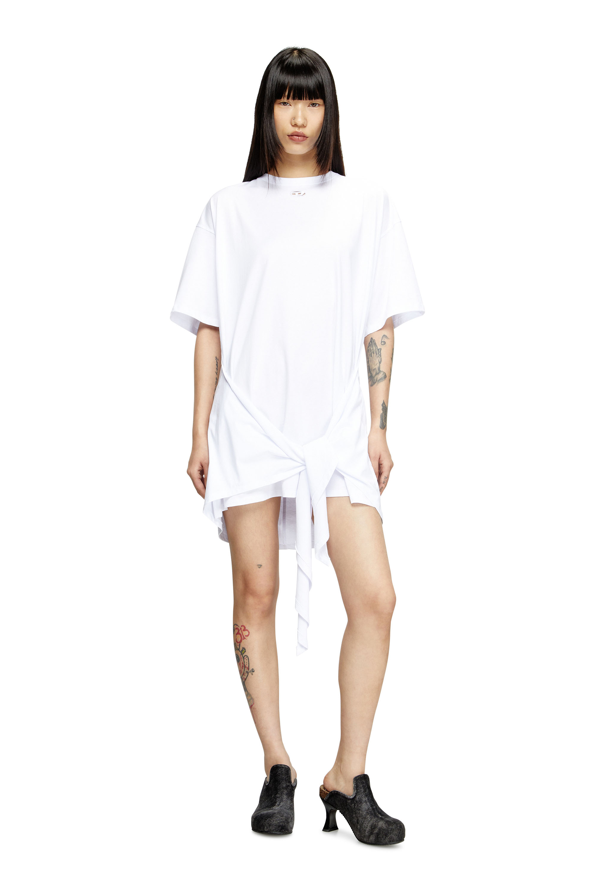 Diesel - D-EIVOR, Female's T-shirt dress with tie front in ホワイト - 2