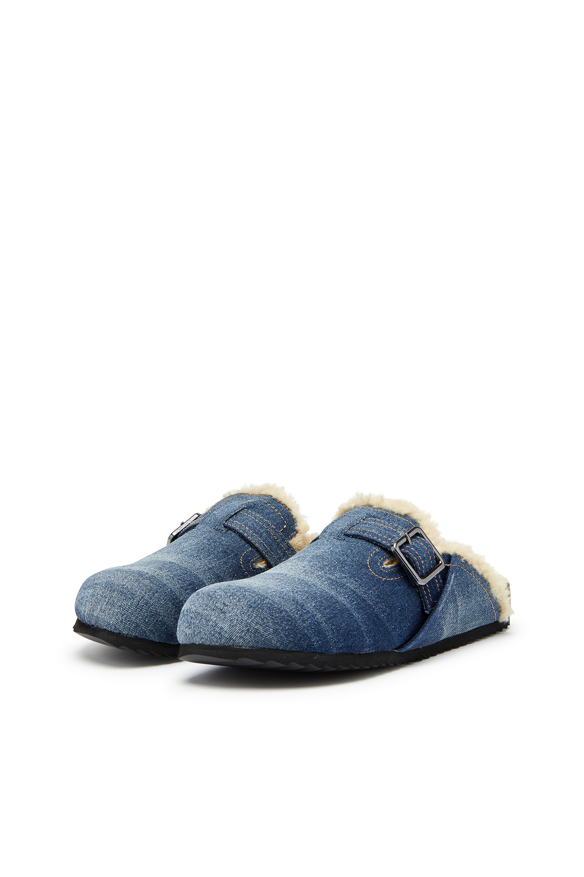 Diesel - D-WOODSTOCK X, Male's D-Woodstock-Denim mules with fluffy lining in ブルー - 3