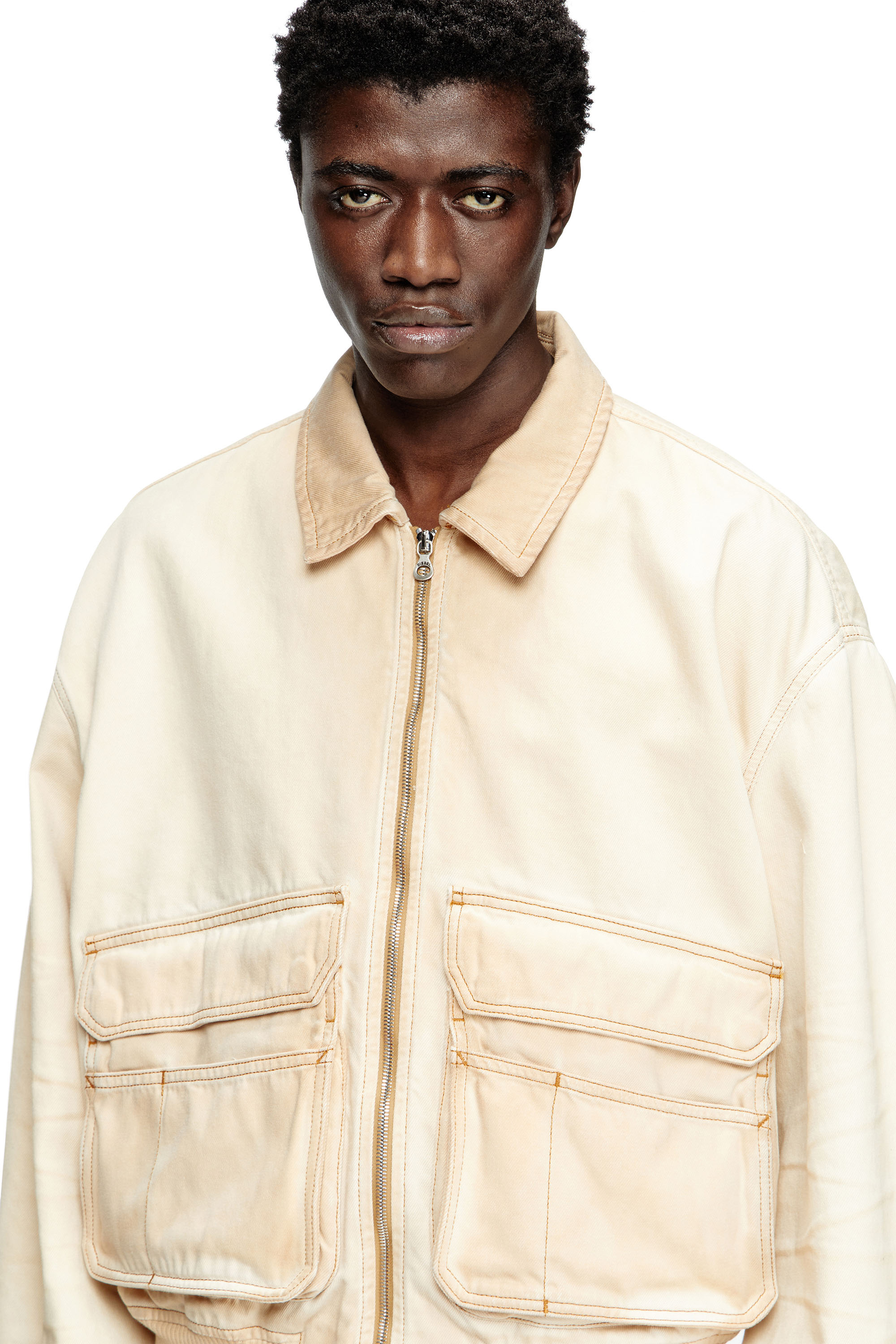 Diesel - D-KURZ, Unisex's Jacket in batavia-weave denim in ベージュ - 5