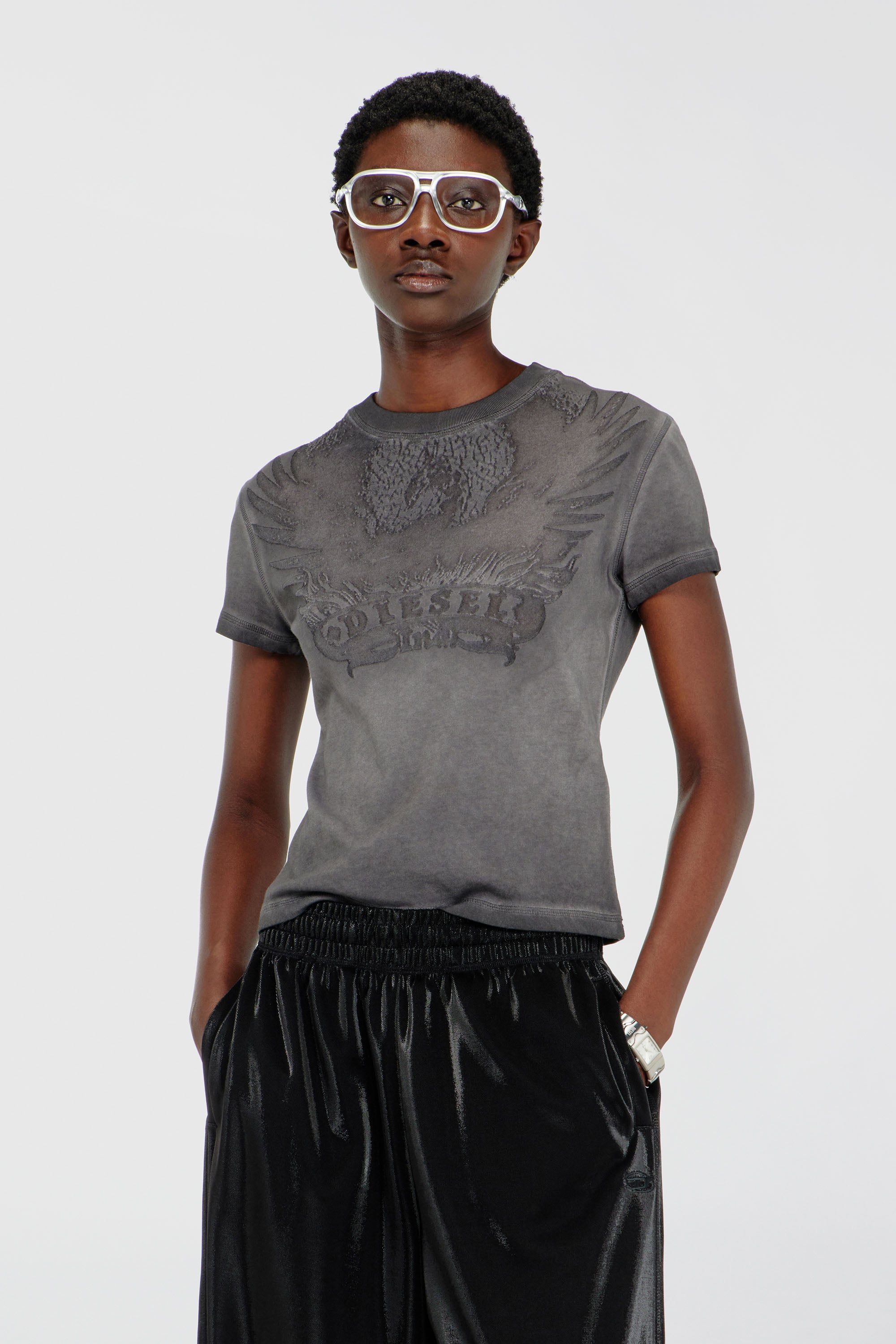Diesel - T-ILA-AA7, Female's Tシャツ in ダークグレー - 1