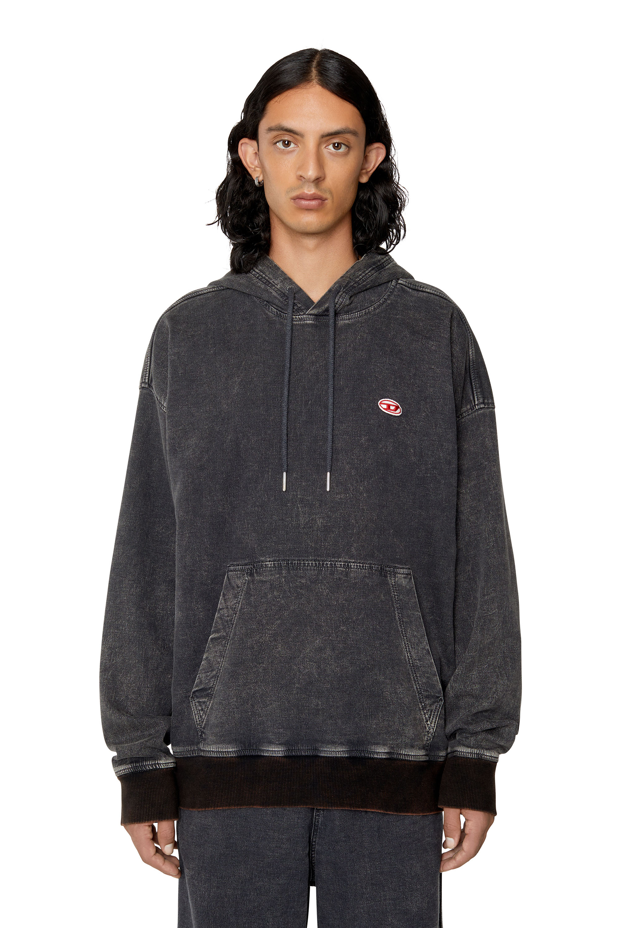 Diesel - D-UM-RIB TRACK DENIM HOODIE, ブラック/ダークグレー - Image 2