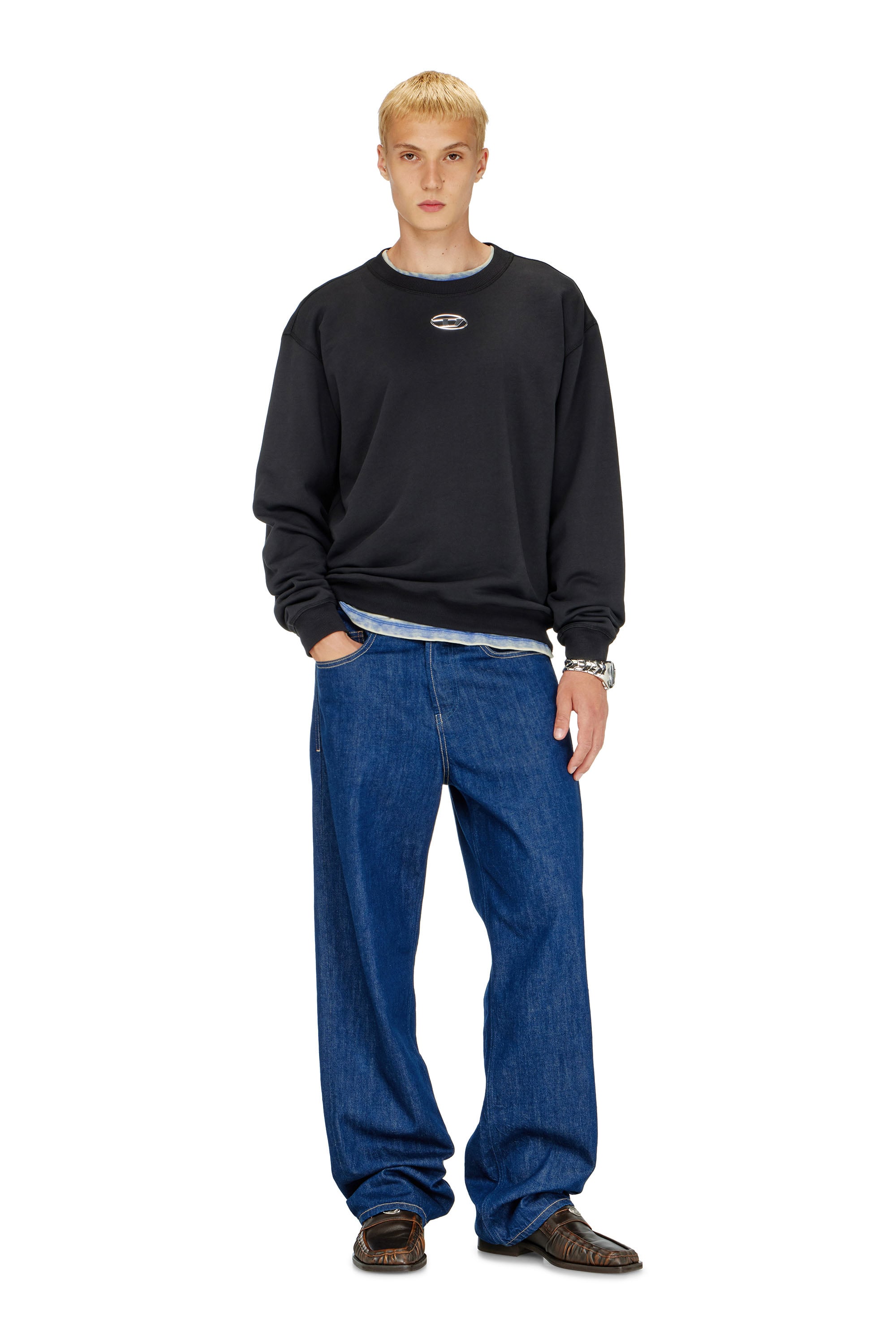 Diesel - S-NORM-IOD, Male's プルオーバースウェット in ブラック - 2