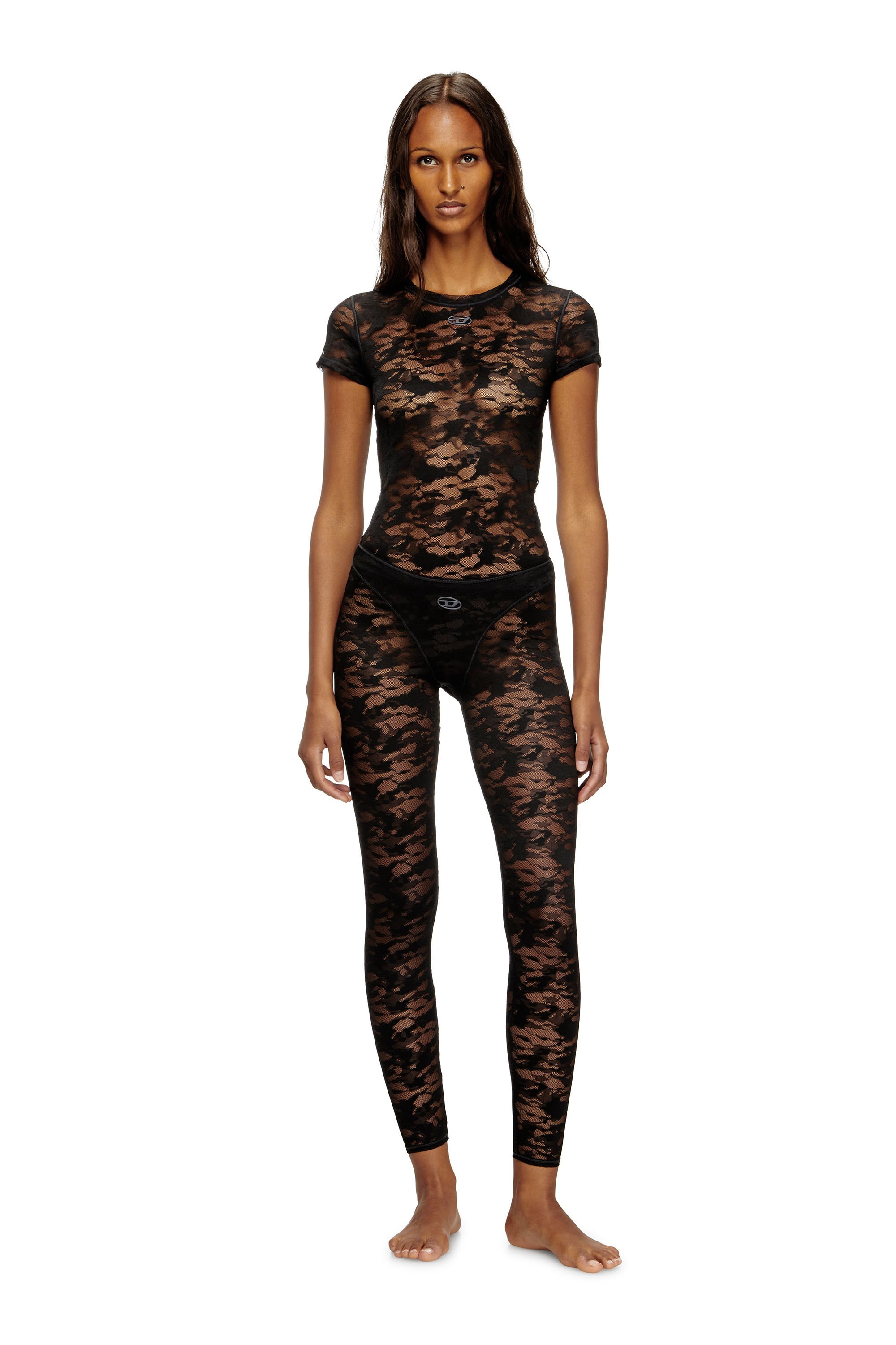 Diesel - CLAIRE-UTLT, Female's Camo lace leggings in ブラック - 1