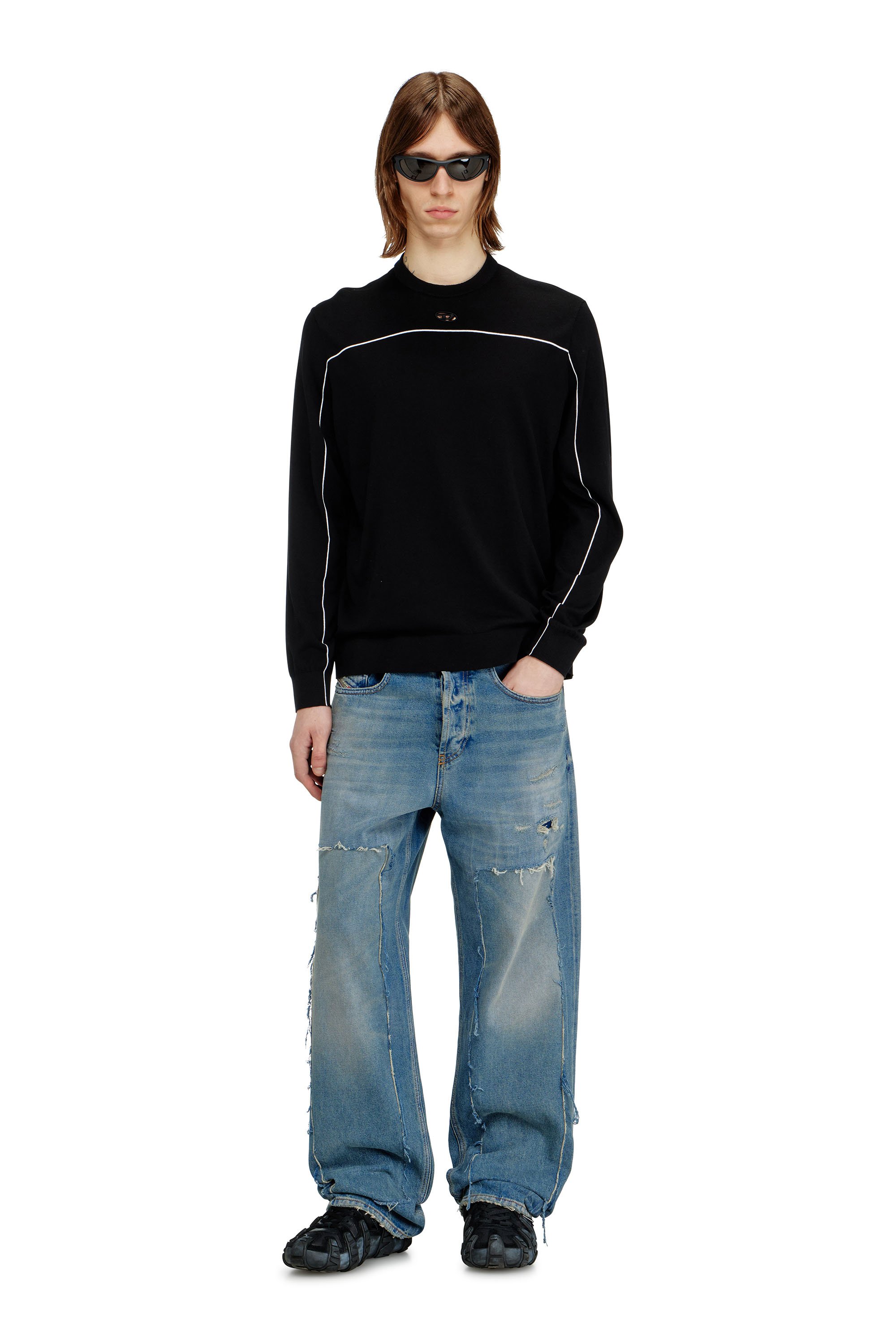 Diesel - K-VERENE, Male's Jumper in silk blend with piping in null - 2
