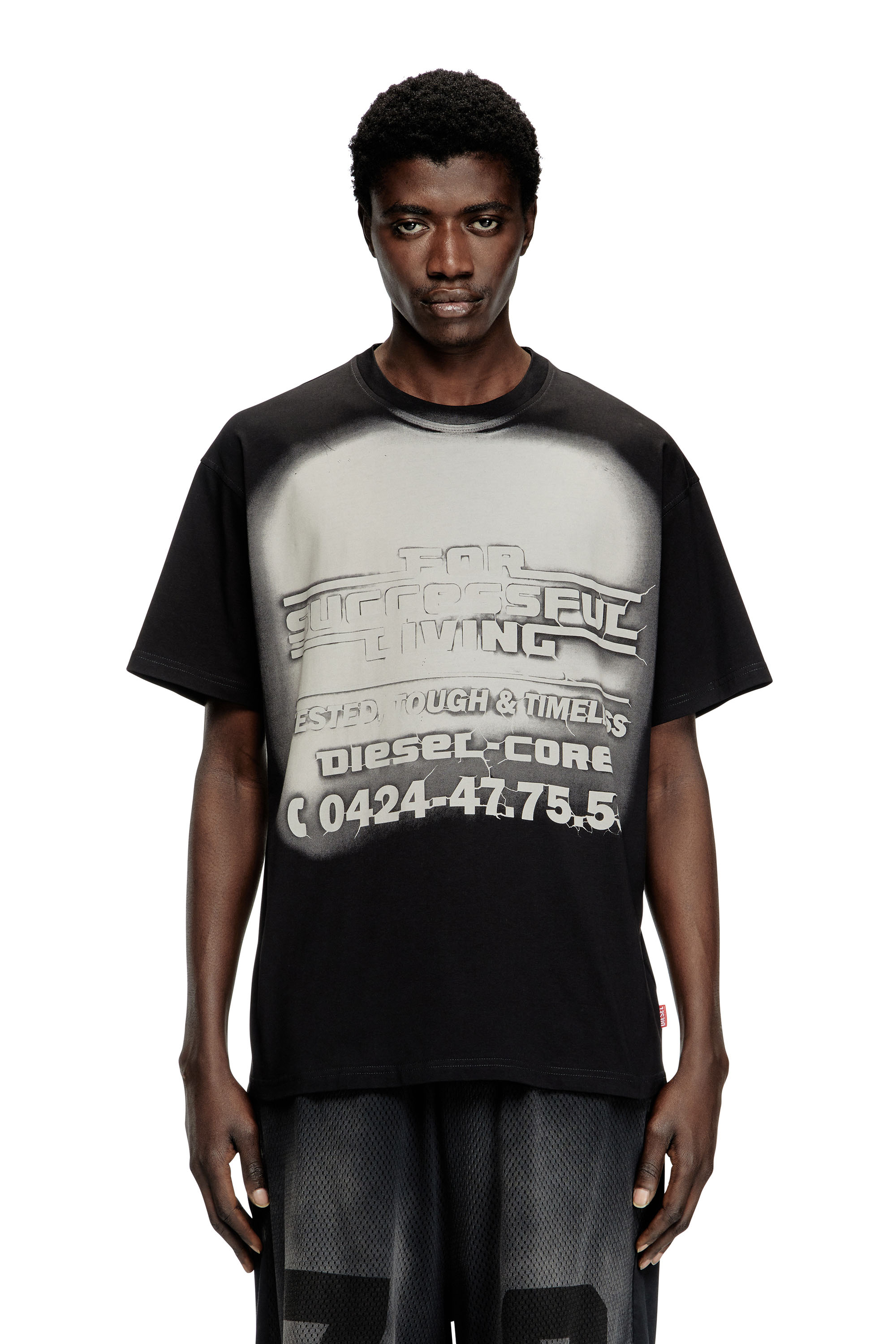 Diesel - T-BOXT-R15, Male's T-shirt with blowout logo graphic in ブラック - 1