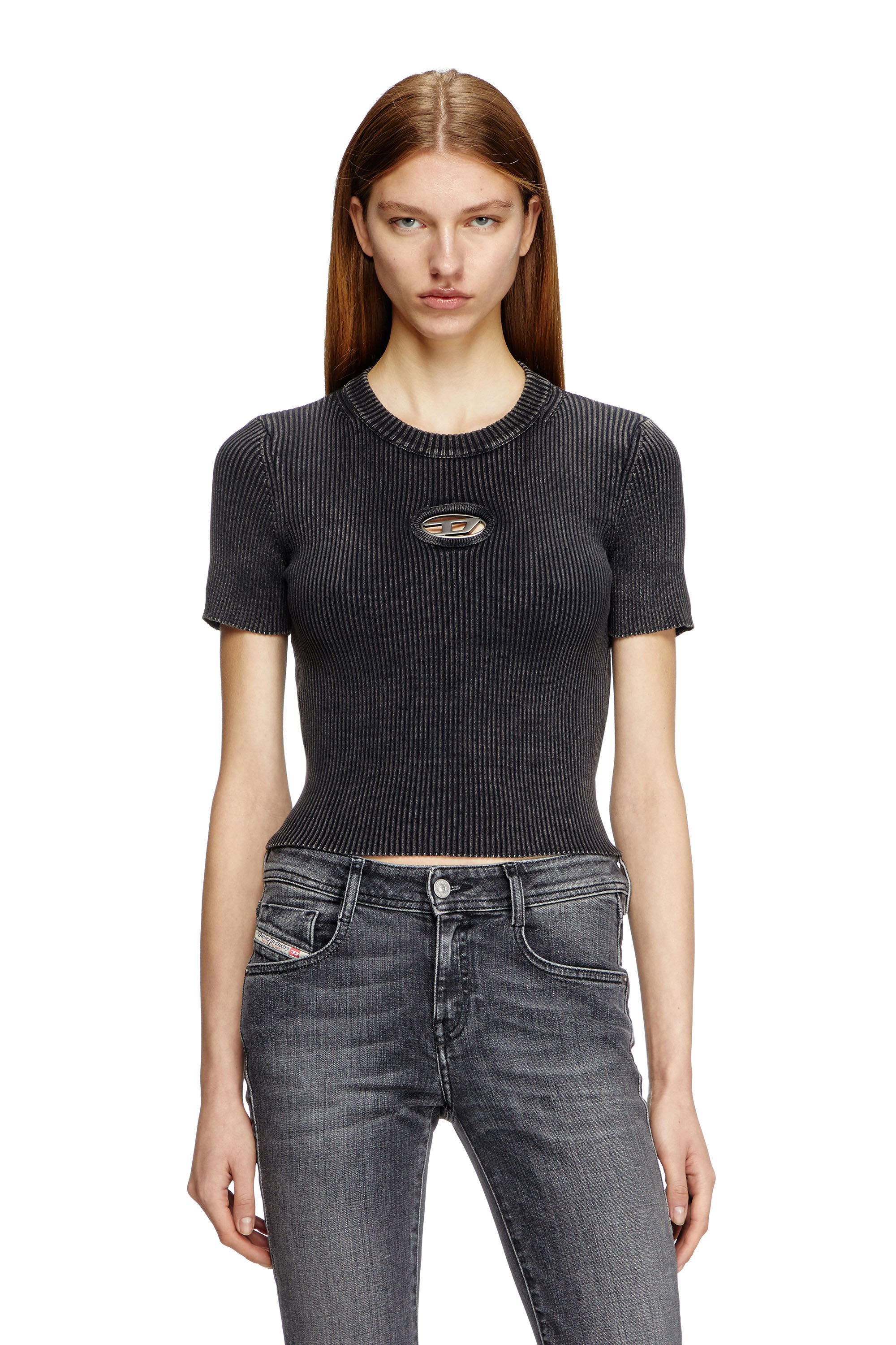 Diesel - M-ANCHOR-A-SS, Female's 半袖ニット in ダークグレー - 3