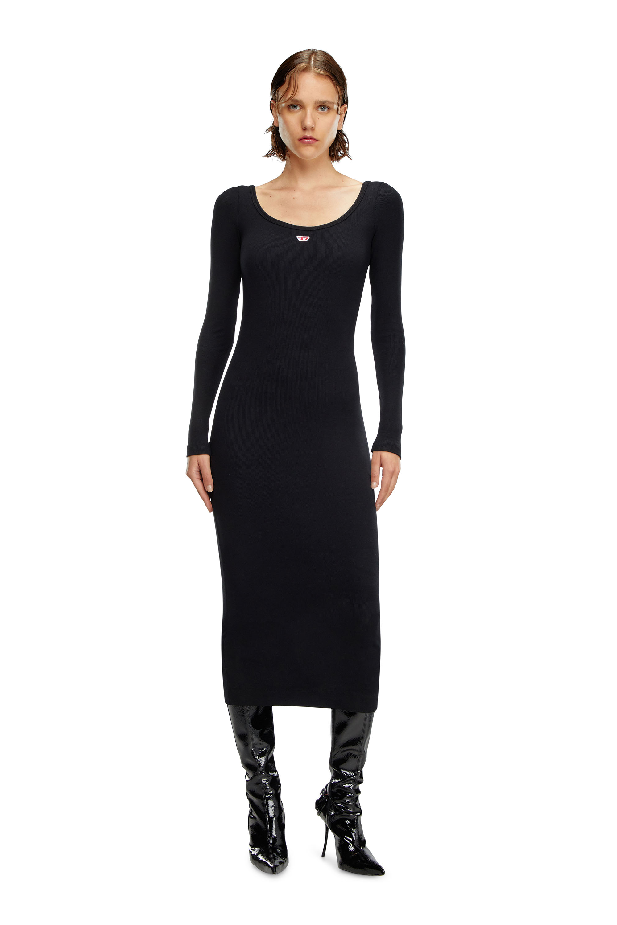 Diesel - D-BALLET-D, Female's Scoop-neck midi dress in ブラック - 1