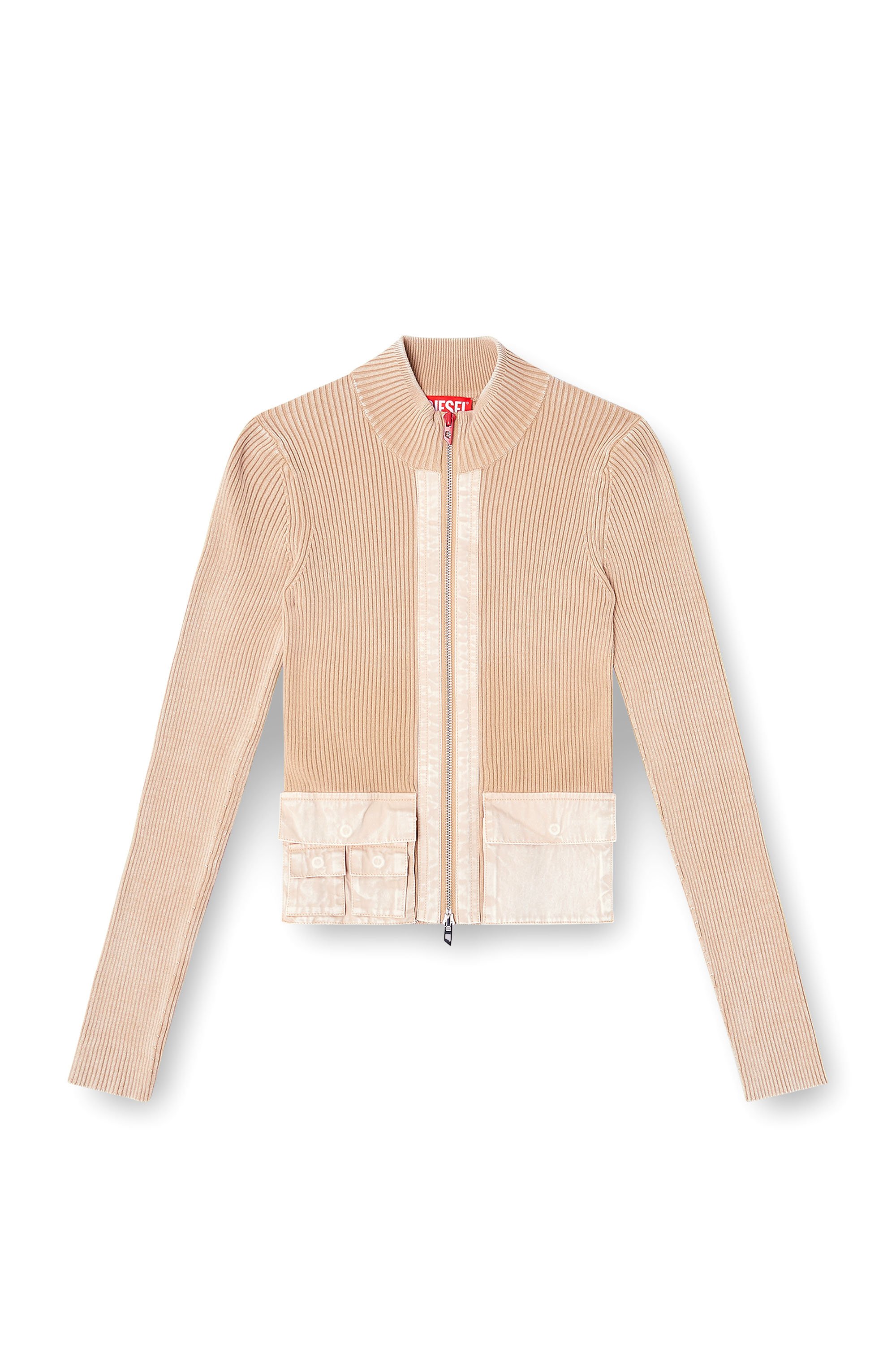 Diesel - M-MELISSA, Female's ジップアップカーディガン in ベージュ - 3