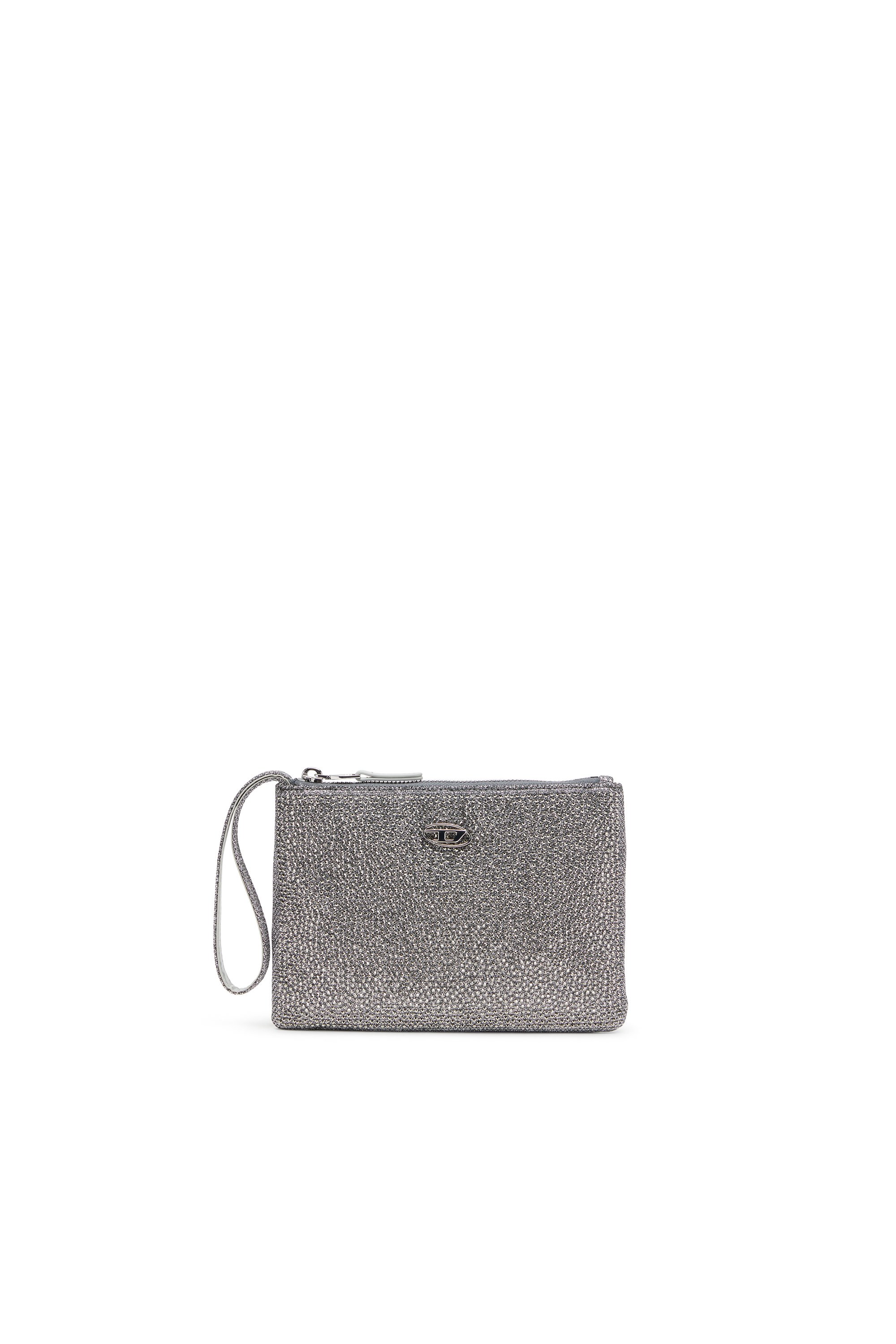 Diesel - PLAY POUCH II, Female's Pouch in crystal lurex fabric in シルバー - 1