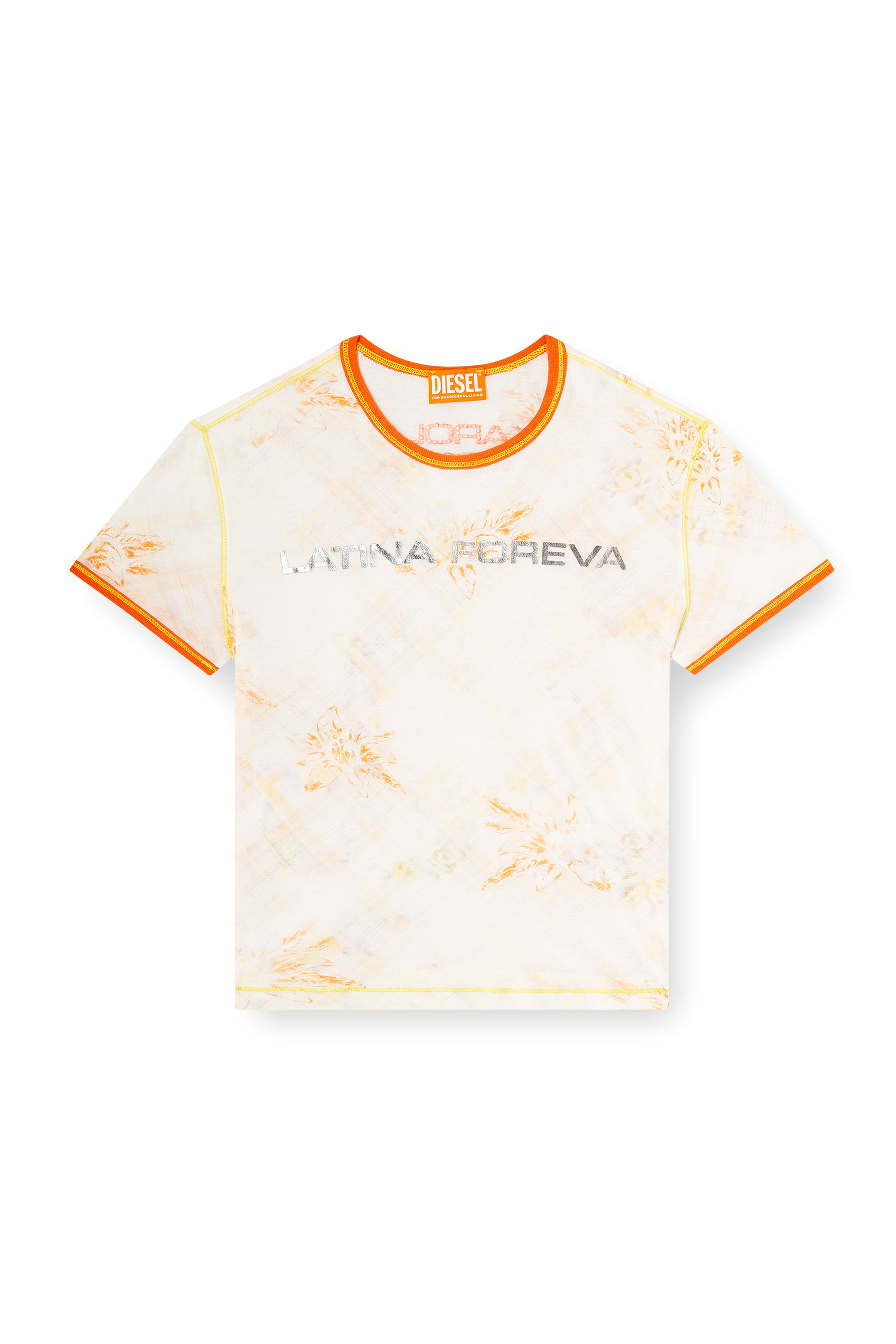 Diesel - T-UNCUTIE-KG, Female's T-shirt with Latina Foreva print in ホワイト/オレンジ - 2