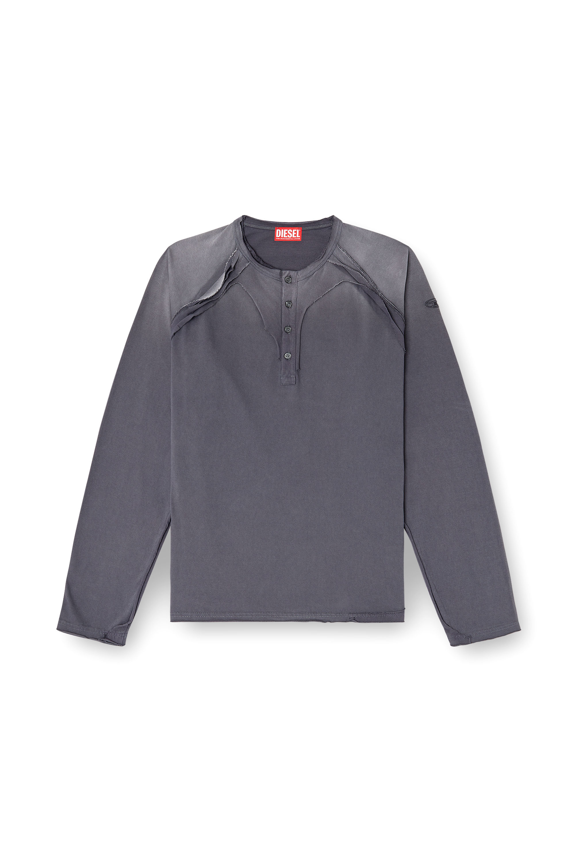 Diesel - T-RAWGY, Male's Long-sleeve T-shirt with peel-off effect in グレー - 3
