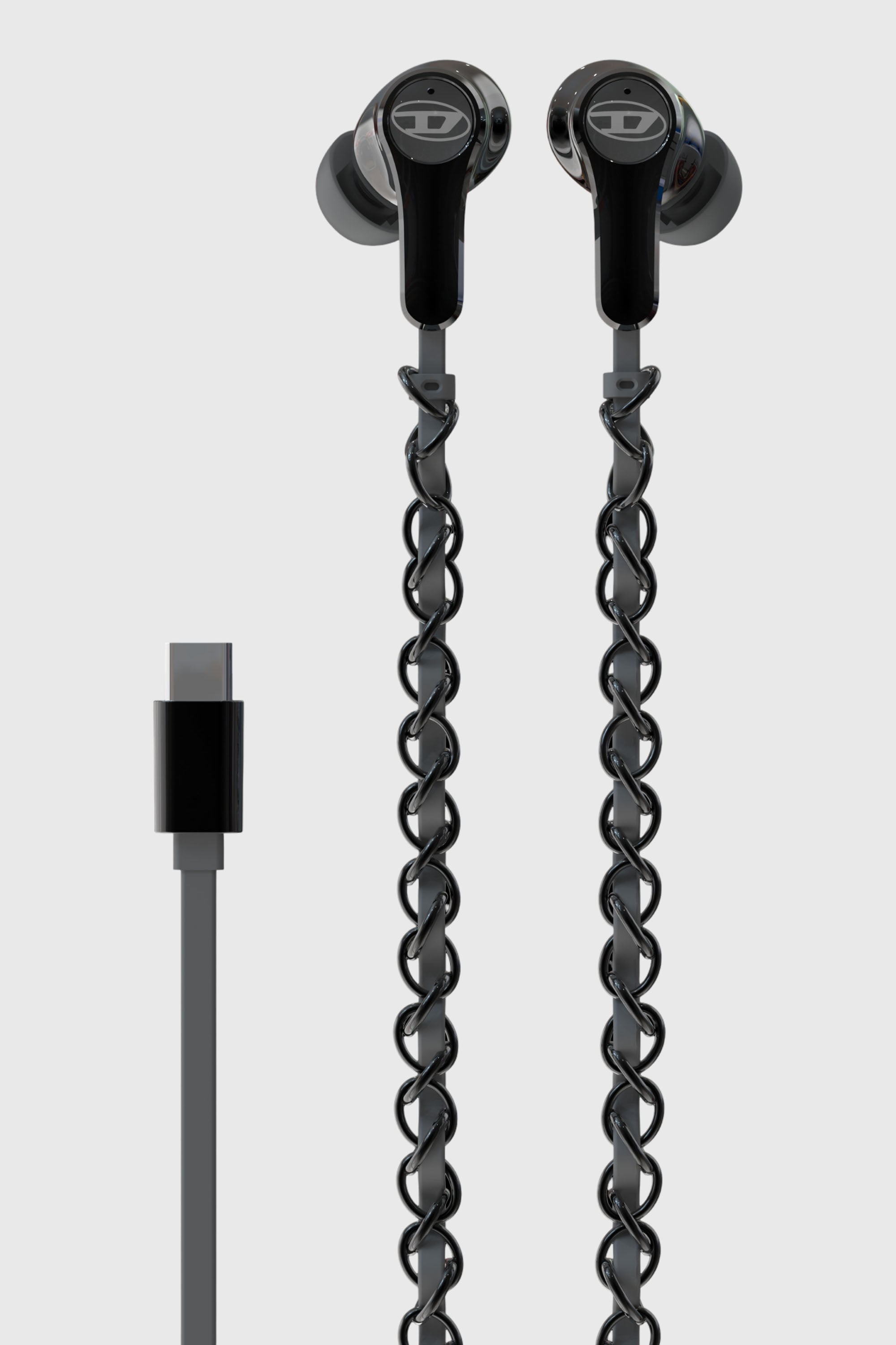 Diesel - 60686 WIRED EARBUDS WIRED EARBUDS, Unisex's Black wired earbuds and charms in ブラック - 2